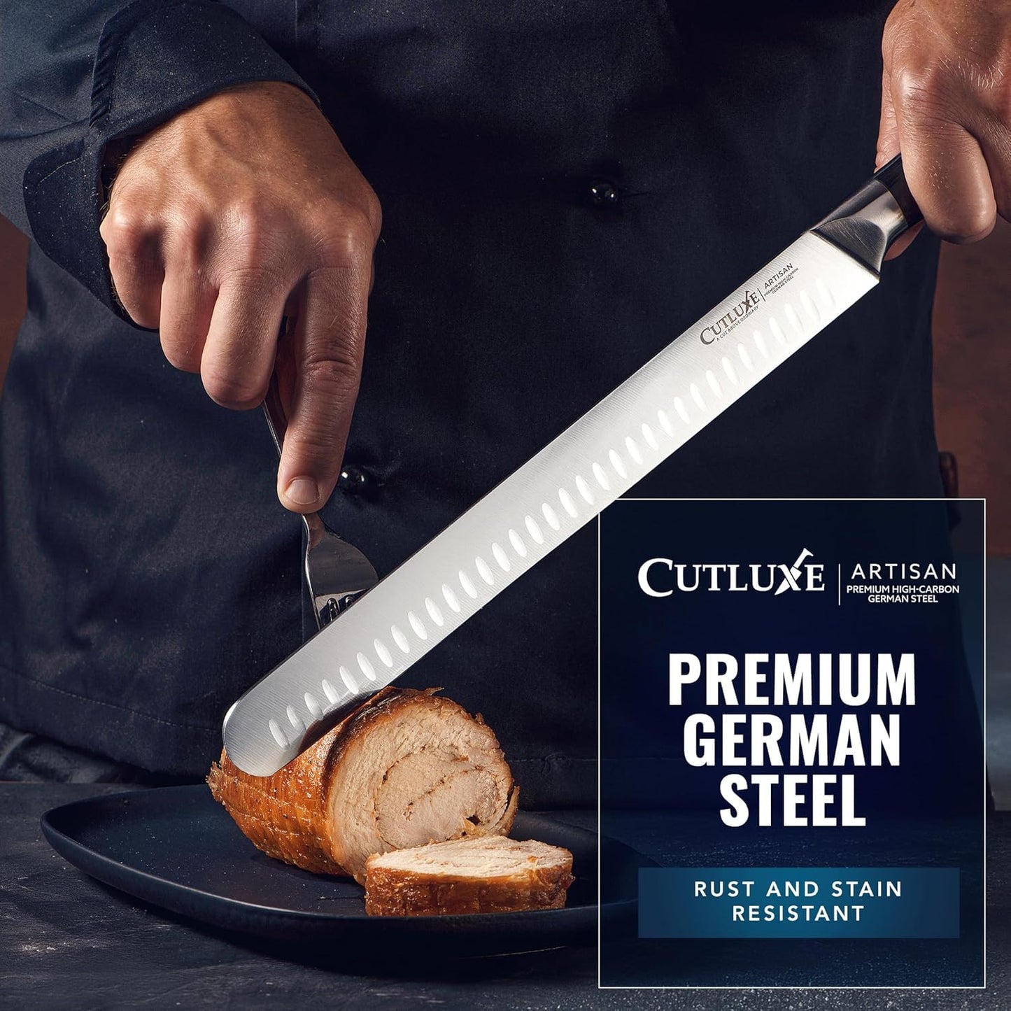 Cutluxe BBQ Carving Knife Set – Brisket Slicing Knife and Boning Knife for Meat Cutting – Professional Knife with Razor Sharp German Steel, Full Tang, Ergonomic Handles – Artisan Series