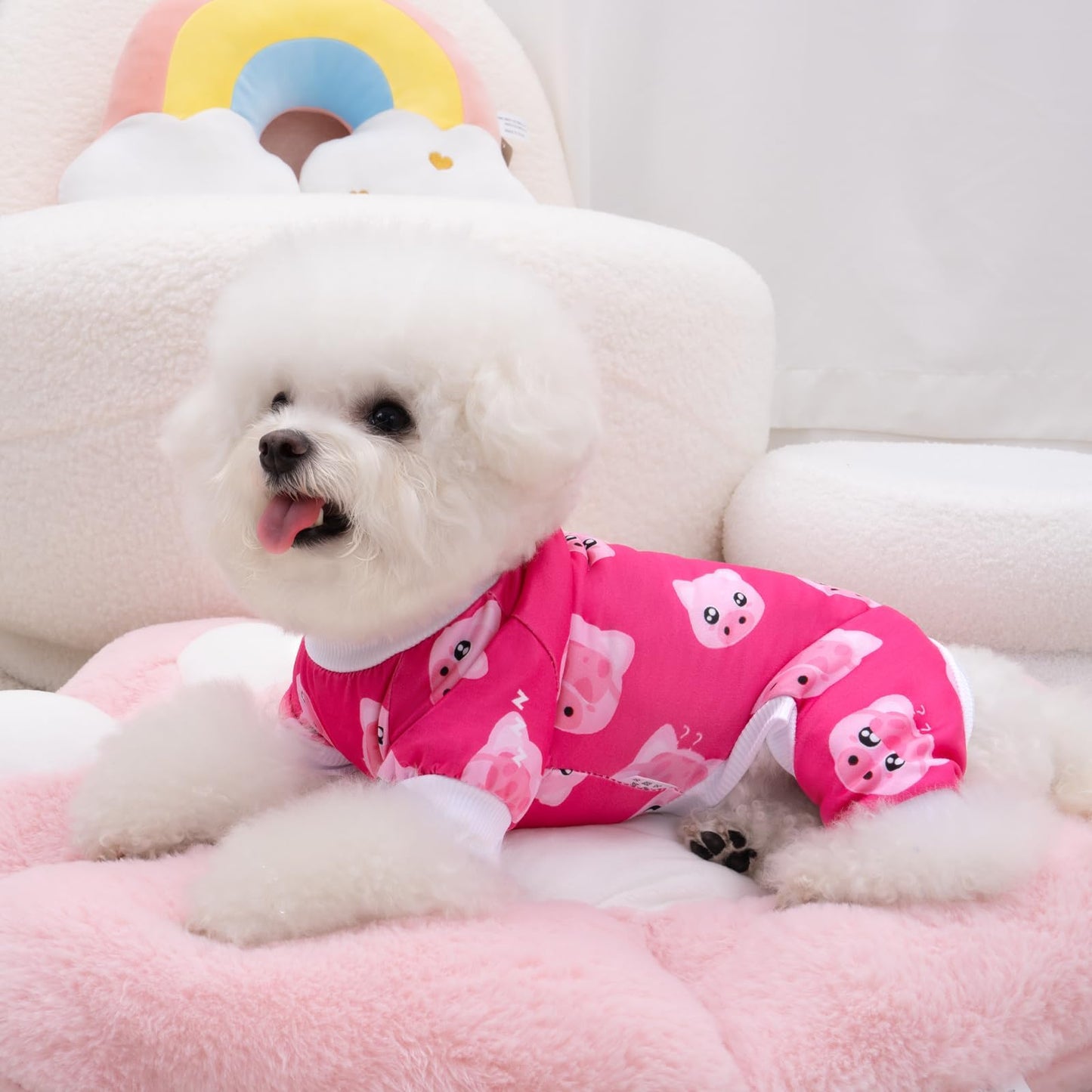 XPUDAC 4 Piece Dog Pajamas for Small Dogs Pjs Clothes Puppy Onesies Outfits for Doggie Christmas Shirts Sleeper for Pet Cats Jammies-M