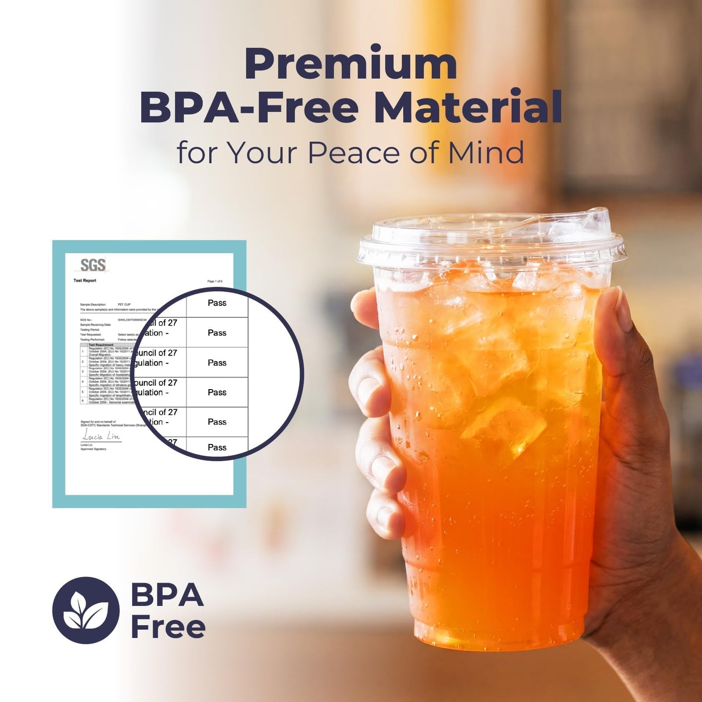 Fit Meal Prep 100 Pack 20 oz Clear Plastic Cups with Strawless Sip Lids, Disposable Plastic Coffee Cups with Lids, To Go Cups for Iced Coffee, Smoothies, Soda, Party Drinks, Bubble Tea, Cold Beverage