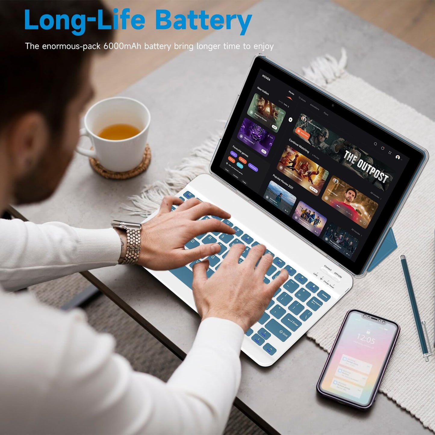 Android 15 Tablet, 10 Inch 18GB RAM+128GB ROM/ 2TB Expandable Tablet PC, Quad-core 2.0GHz Processor, 1280*800 10" HD Touch Screen, 2.4G/5G WiFi 6 BT 5.0, 2 in 1 Tablets with Keyboard Case Mouse Stylus