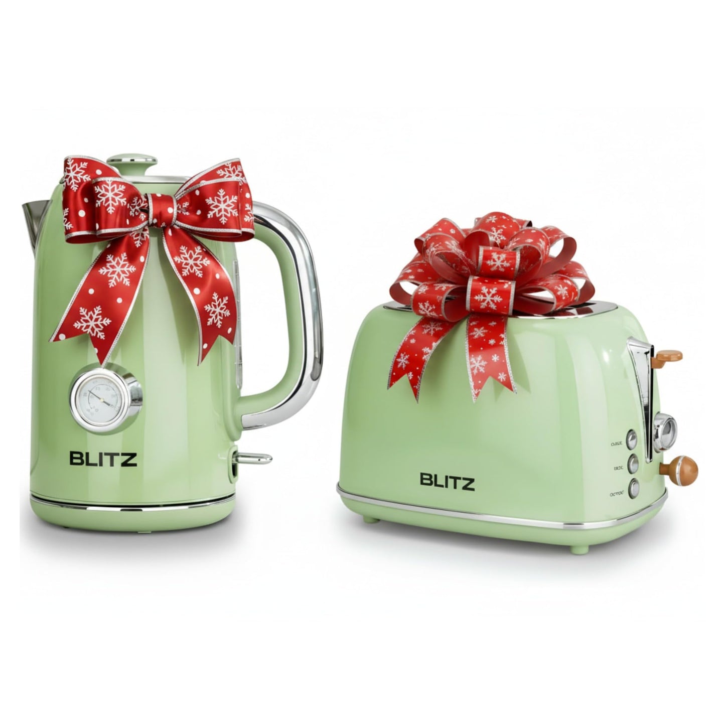BLITZ Electric Kettle – 1.7L Stainless Steel Hot Water Boiler with Built-In Thermometer, 1500W Rapid Heating, Cordless Design, LED Indicator, Auto Shut-Off & Boil-Dry Safety (retro-green)