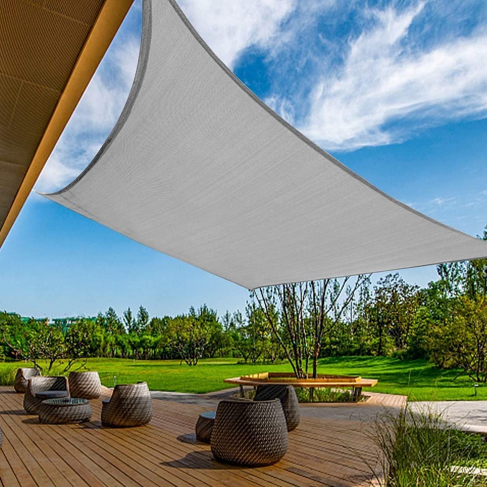 10ft×10ft Sun Shade Sail, Outdoor Rectangle Sun Sail Shade with 4 Ropes, Pergola Canopy, 95% UV Block, for Patio, Garden, Backyard, Lawn and Swimming Pool (10' x 10', Grey)