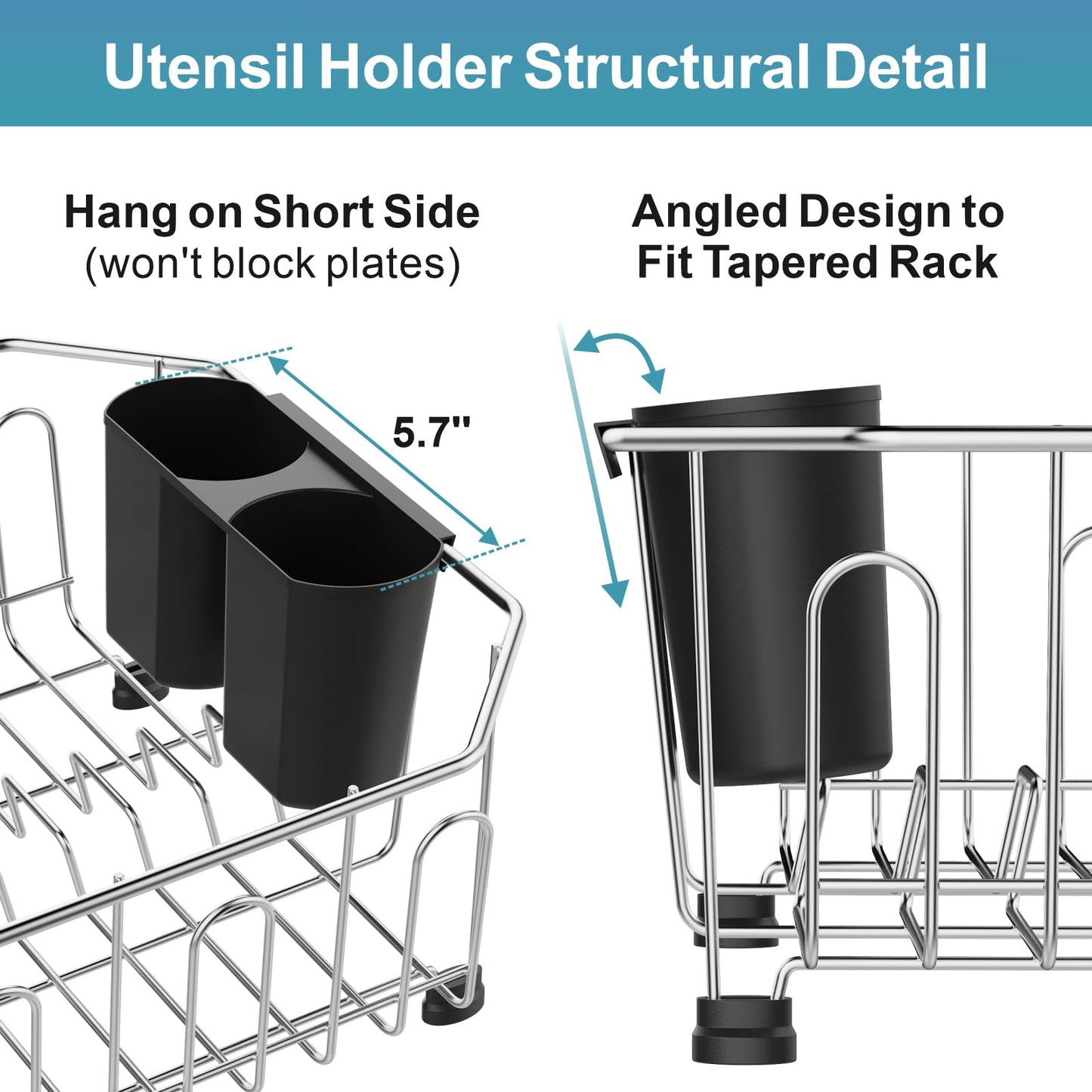GSlife Small in Sink Dish Drying Rack - Stainless Steel Compact Dish Drainer for RV Kitchen Apartment Sink, 1–2 Person Households, 29.5 cm x 34 cm (11.6" W x 13.4" L), Silver