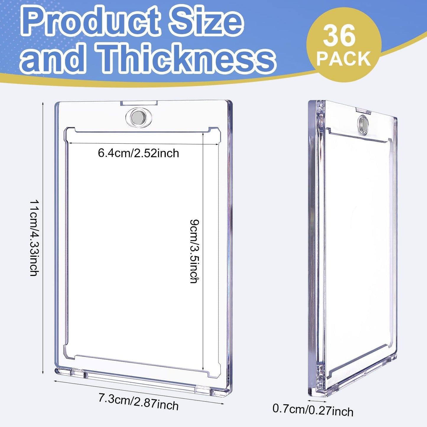 36PCS Magnetic Card Holders 35PT Acrylic Trading Card Protector Clear Card Sleeves Magnetic Card Display Holder Game Card Storage Case for Basketball Football Sports Game Trading Cards