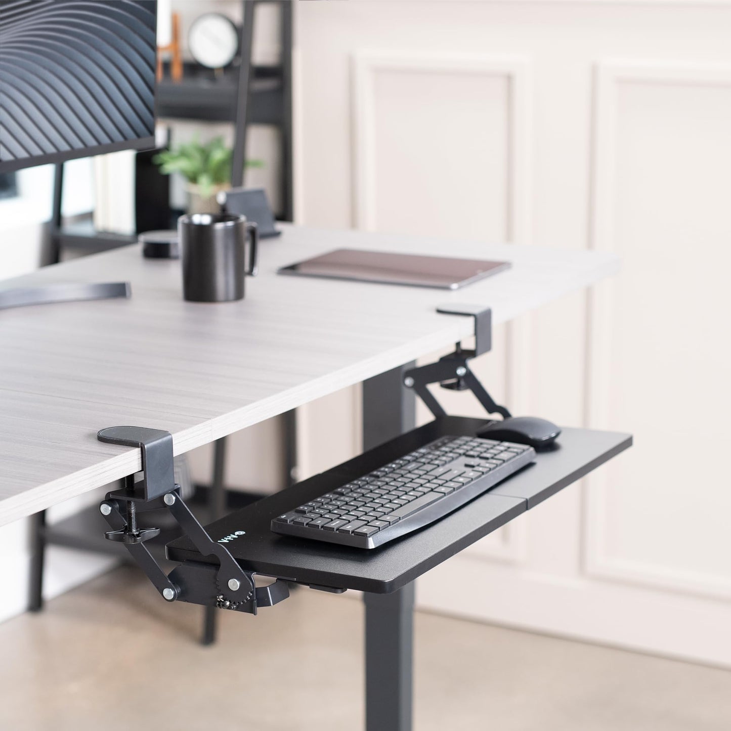 VIVO Large Clamp-on 27 (33 Including Clamps) x 11 inch Computer Keyboard and Mouse Tray with 12 Setting Swinging Height Adjustment, Platform Drawer for Typing, Black, MOUNT-KB08V