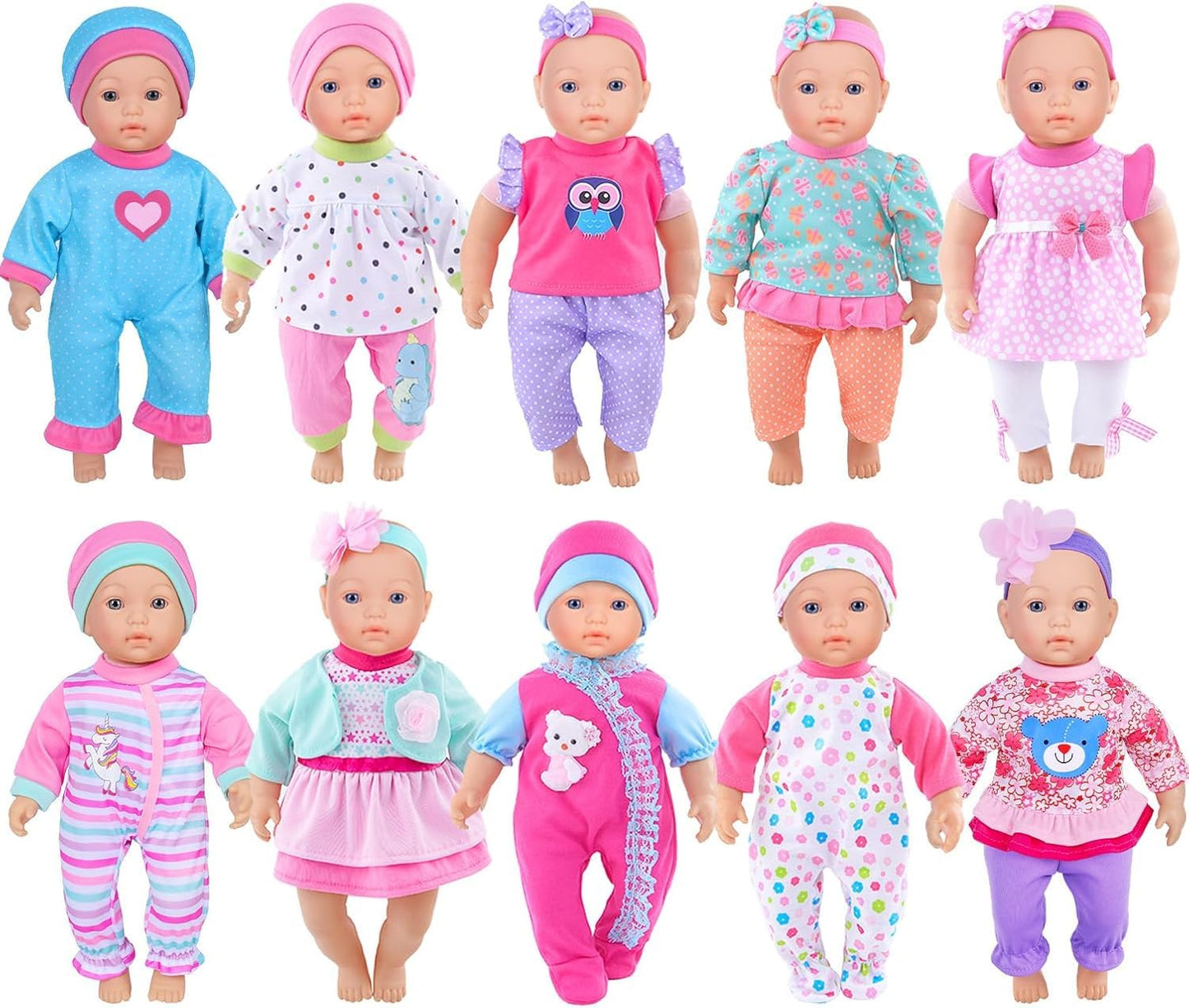 10 Sets Baby Doll Clothes and Accesories for 10 Inch Baby Dolls 12 Inch New Born Baby/Alive Baby Dolls 14 inch Dolls(No Doll