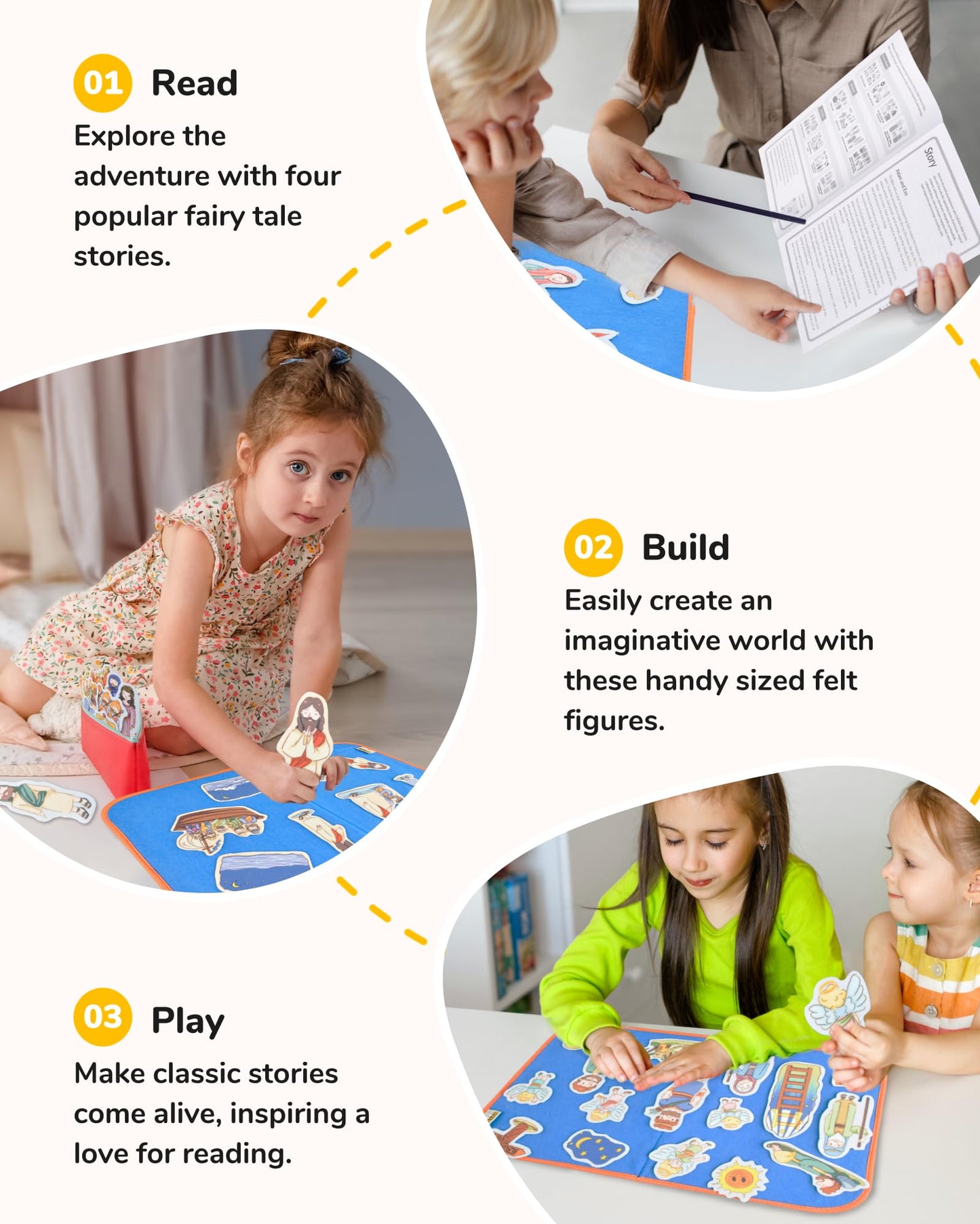 CHEFAN 12 Pack Felt Board Bible Stories Pieces，Flannel Board Stories for Preschool Activities Included a Felt Bag