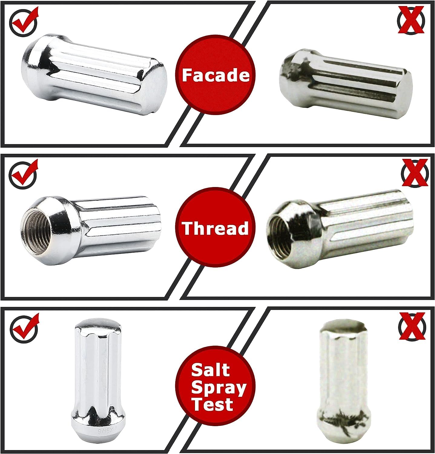 9/16x18 Wheel Lug Nuts, 32x Chrome 9/16x18 Lug Nut, Closed End Long Extended XL Spline, Conical/Cone Bulge Seat, with 1 Socket Key for Ram 2500/3500 F250/350 C20/30 K20/30 8 Lug Aftermarket Wheels