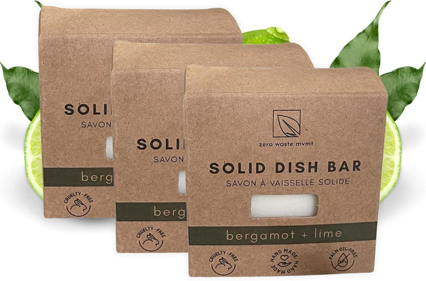 Zero Waste Dish Washing Bundle Kit | Eco-Friendly Solid Dish Soap Bar, Cedar Tray, Bamboo Pot Brush | Organic, Vegan, Non-Tox Dish Soap | 3pc. Set