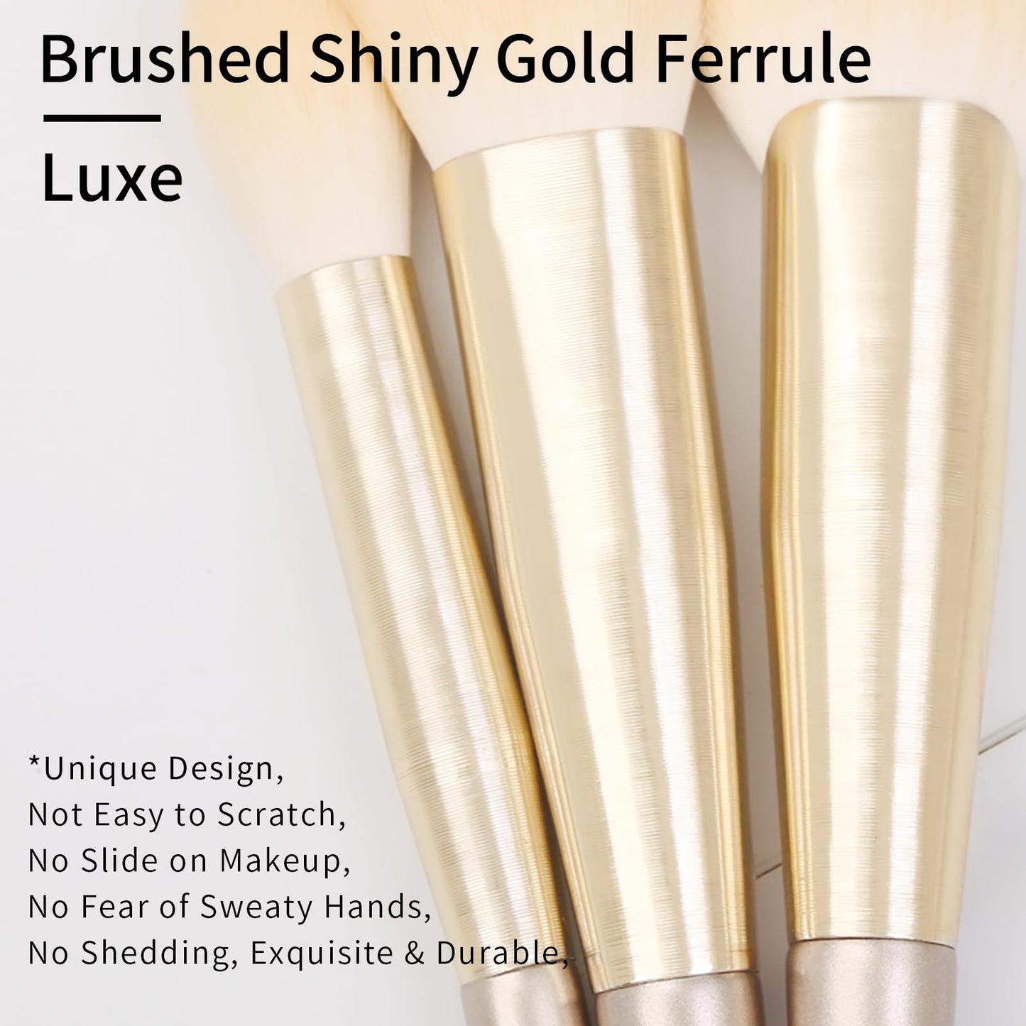 ENZO KEN Natural Hair Makeup Brush Set Professional, Fox Hair Makeup Brushes Set with Case, Gold Cosmetic Brushes Makeup Set, Natural Makeup Brushes, Natural Hair Make up Brushes Set Professional.