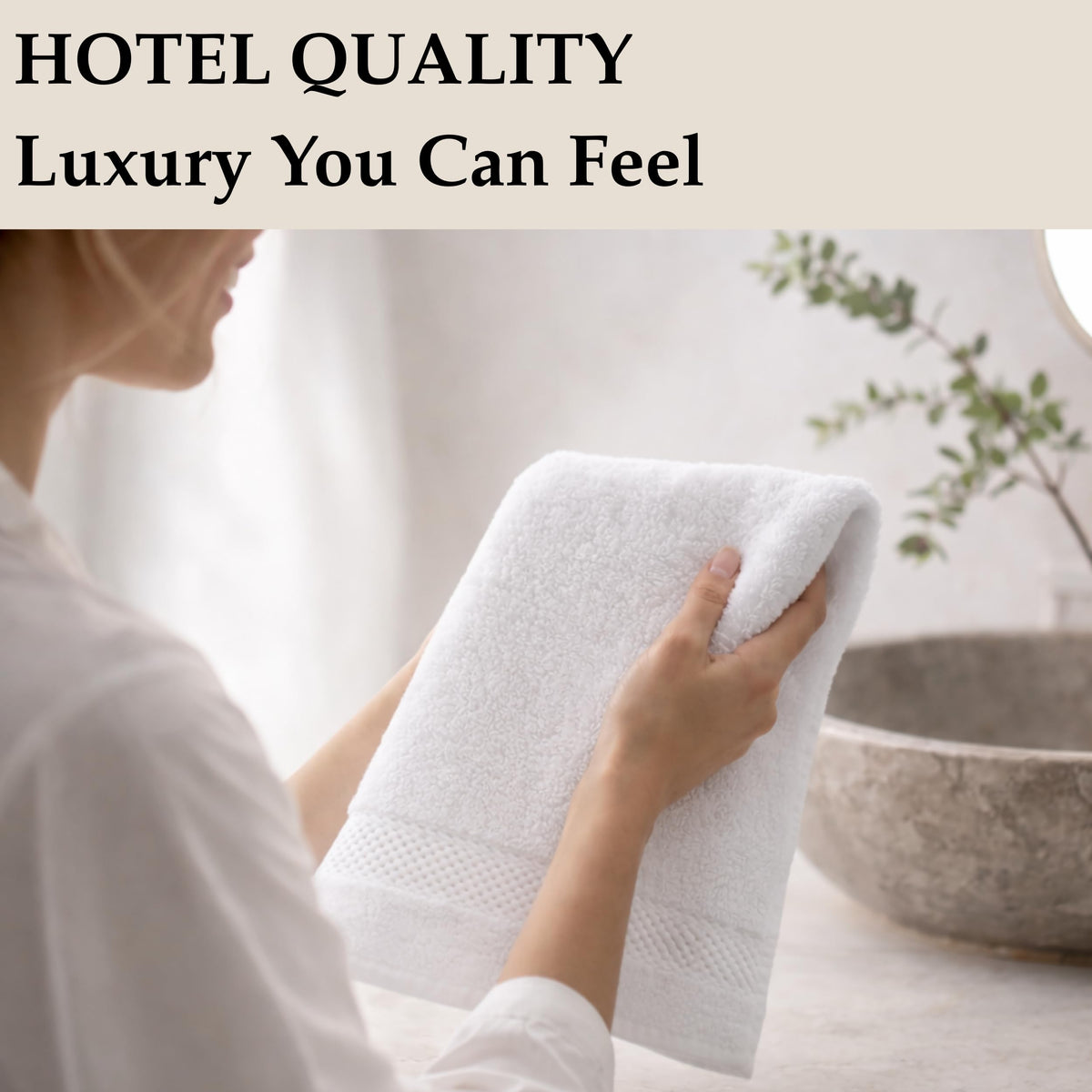 Harbour Loom White Hand Towels for Bathroom - 6 Pack 16x28 - Turkish Cotton - Oeko-TEX Certified Soft Absorbent & Skin-Safe - Luxury Hotel & Spa Quality for Gym & Home Use