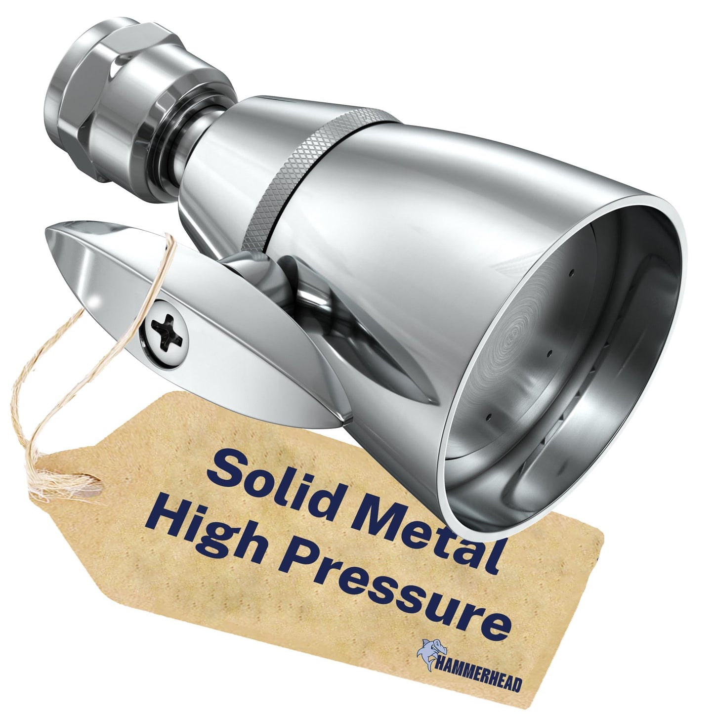 HammerHead Showers® Solid Metal 2 Inch High Pressure Shower Heads - Chrome – 2.5 GPM Shower Heads High Pressure - High Flow Shower Head with Adjustable Spray Pattern - Fixed Shower Head