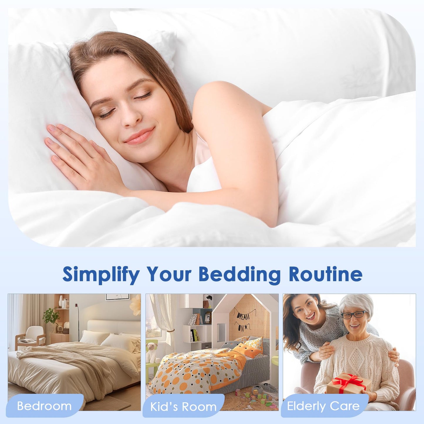AMOVO Bed Sheet Holders for Corners Fitted Sheet Grippers Heavy Duty Bedsheet Holders, Keep Sheets on Bed Tight & Firmly, Secure Locks for Mattress Flat Sheet, Gentle on All Fabrics (Off-White)