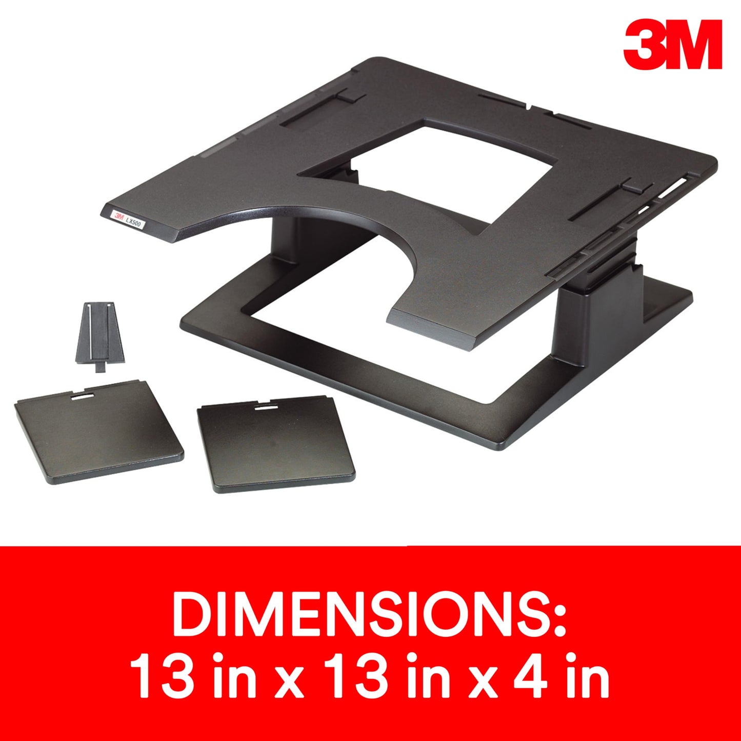 3M Adjustable Laptop Stand, Raise Height 4" - 6" to Reduce Neck Strain, Non-Skid Base, Cooling Vents, Laptop Riser