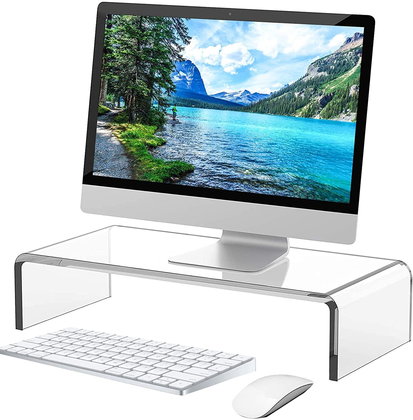 Acrylic Monitor Stand Riser - Acrylic Laptop Stand, Clear Monitor Stand, Monitor Riser for Desk Keyboard Storage Office, Home, School