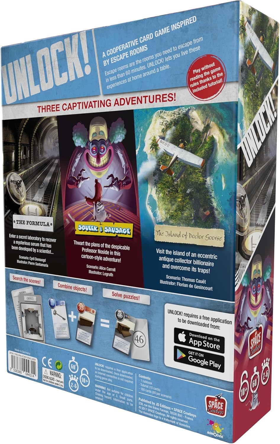 Unlock! - Escape Adventures (English) - Card Games - Solve Puzzles and Unravel Mysteries in Three Unique Scenarios - Ages 10+ - 1 to 6 Players - 60 Minute Playtime - Made by Asmodee