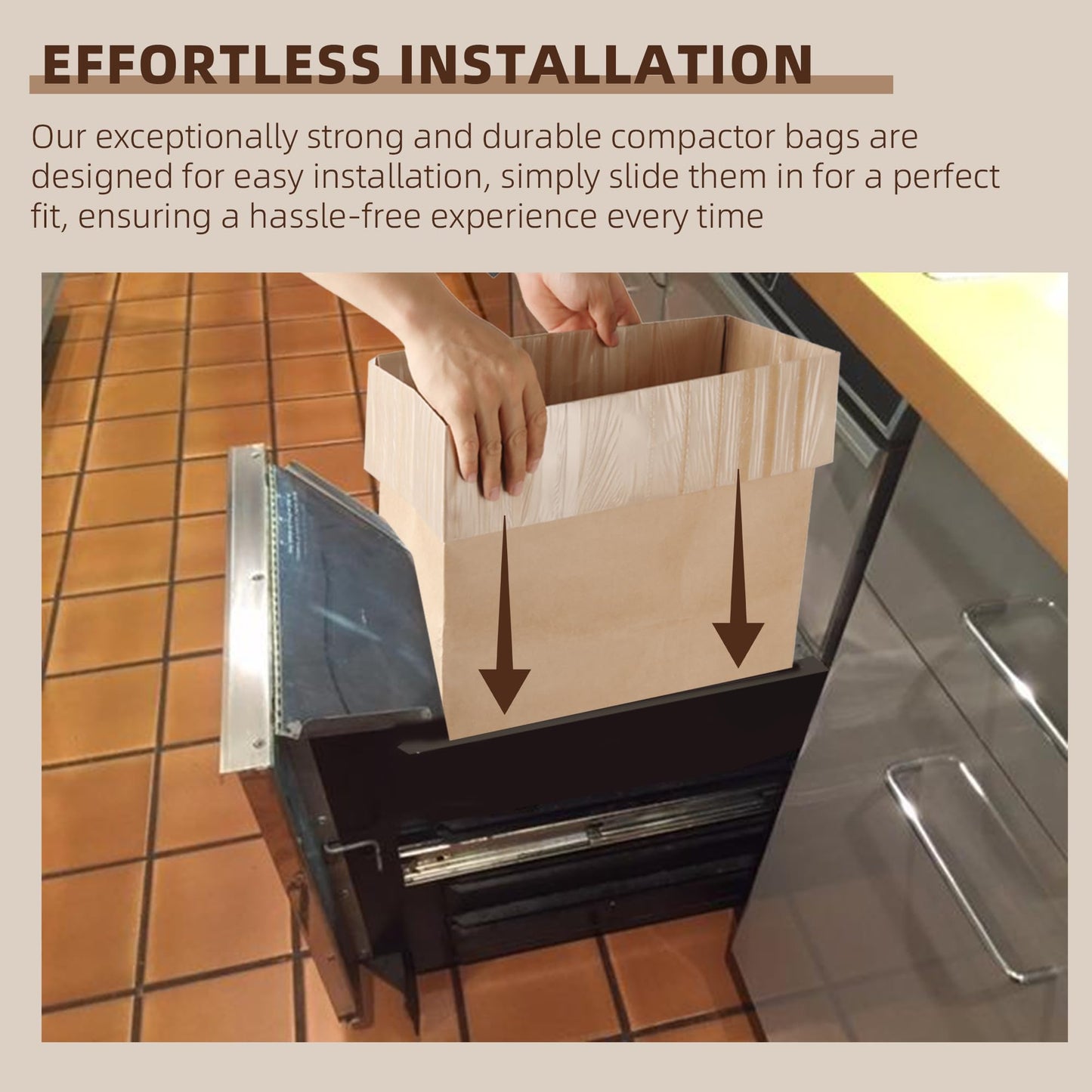 (20-Pack) Calvana Super Strong Compactor Bags, Heavy-Duty Kitchen Paper Trash Bags with Leak Proof Plastic Liner, Reinforced Bottom, Fits GE Model Compactors with Rectangular Containers