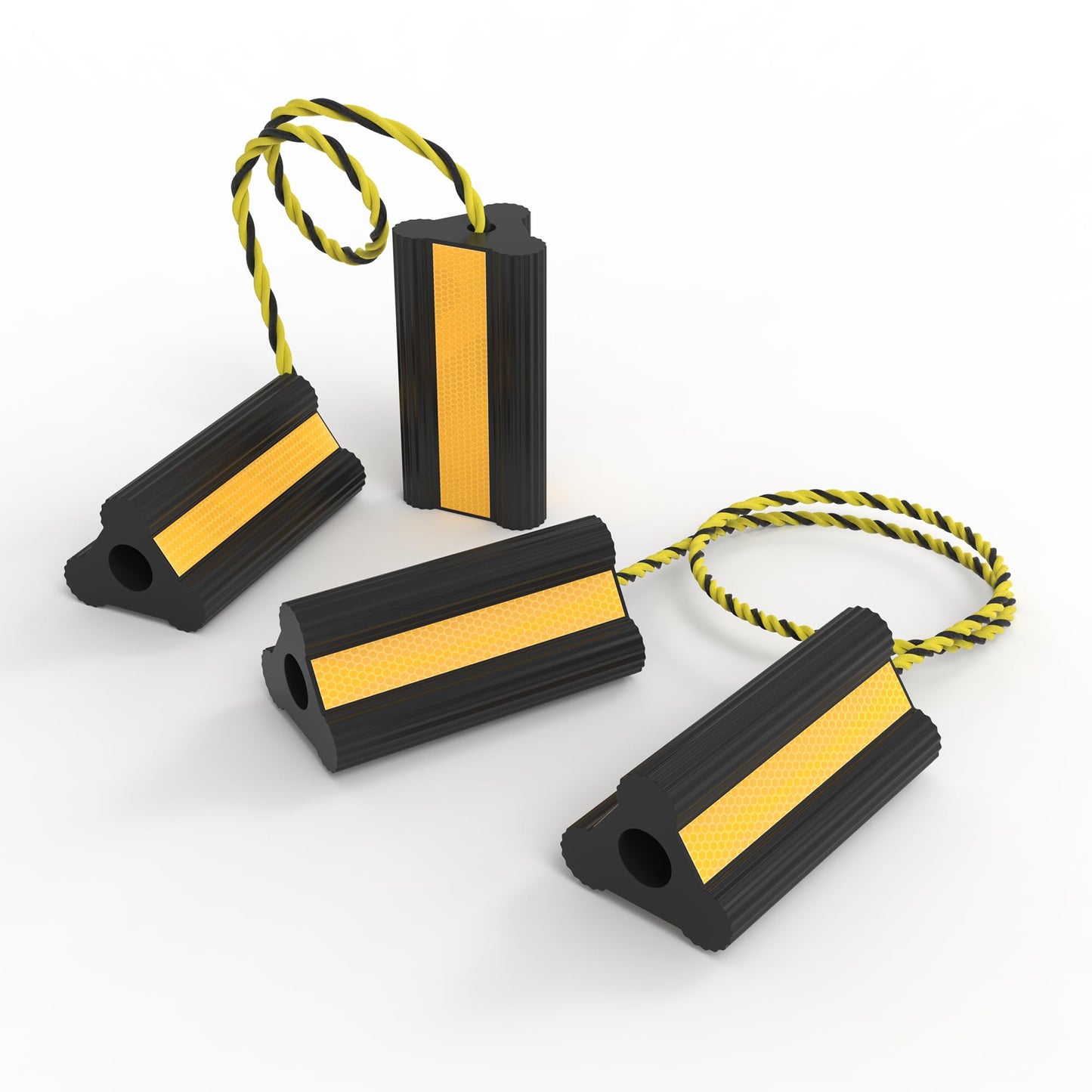 TOWKING Heavy Duty Rubber Wheel Chock, Non-Slip Tire Stopper with Durable Nylon Rope, for Cars, Trucks, RVs, and Aircraft, 2 Pairs