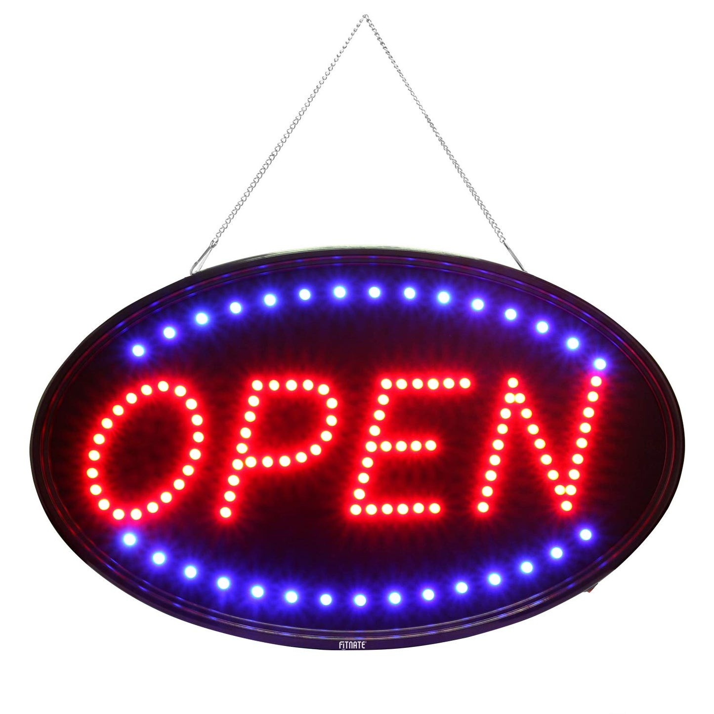 FITNATE Larger LED Open Sign, 23x14 inches Brighter Advertising Board Electric Lighted Display -UL-Flashing or Steady Mode- Lighting Up for Holiday, Business, Window, Bar, Hotel, with Open Closed Sign