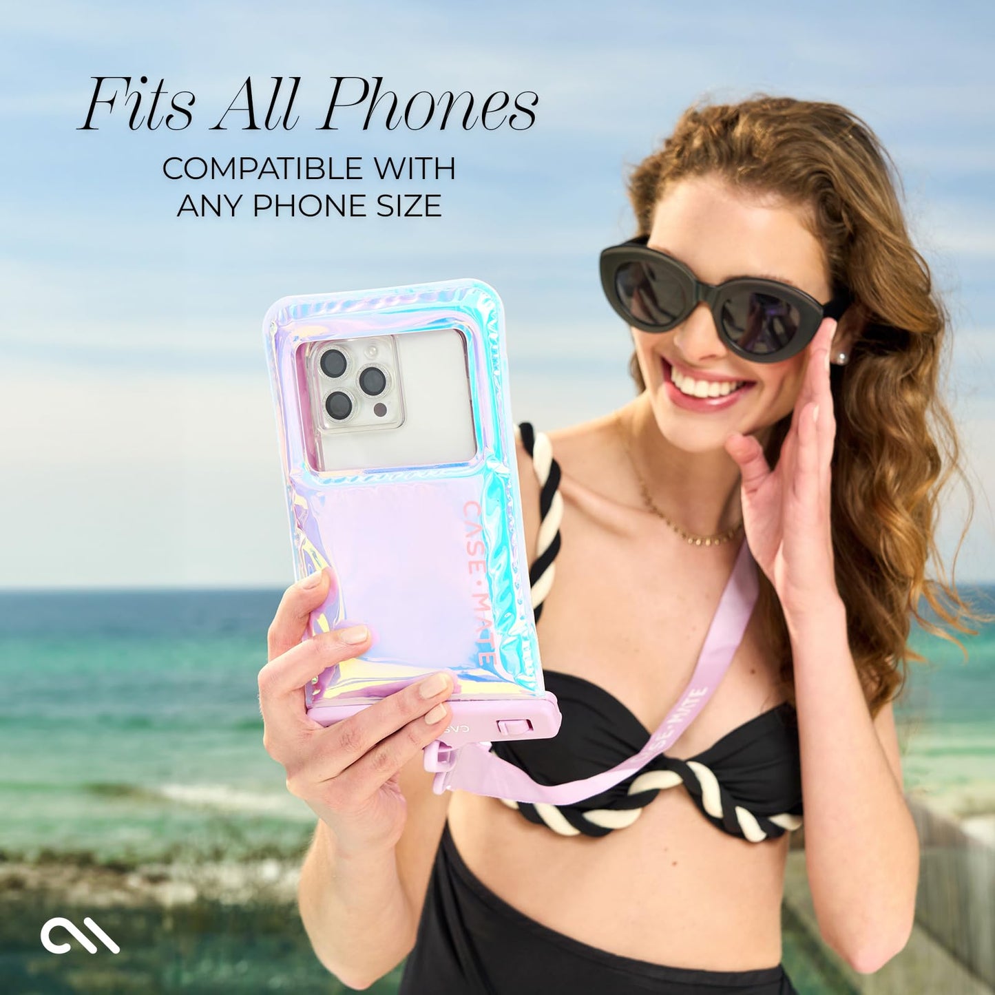 Case-Mate 2 Pack Soap Bubble IP68 Waterproof Phone Pouch - Floating Waterproof Phone Case w/Crossbody Lanyard - Compatible w/All Devices, Touchscreen Friendly - Iridescent