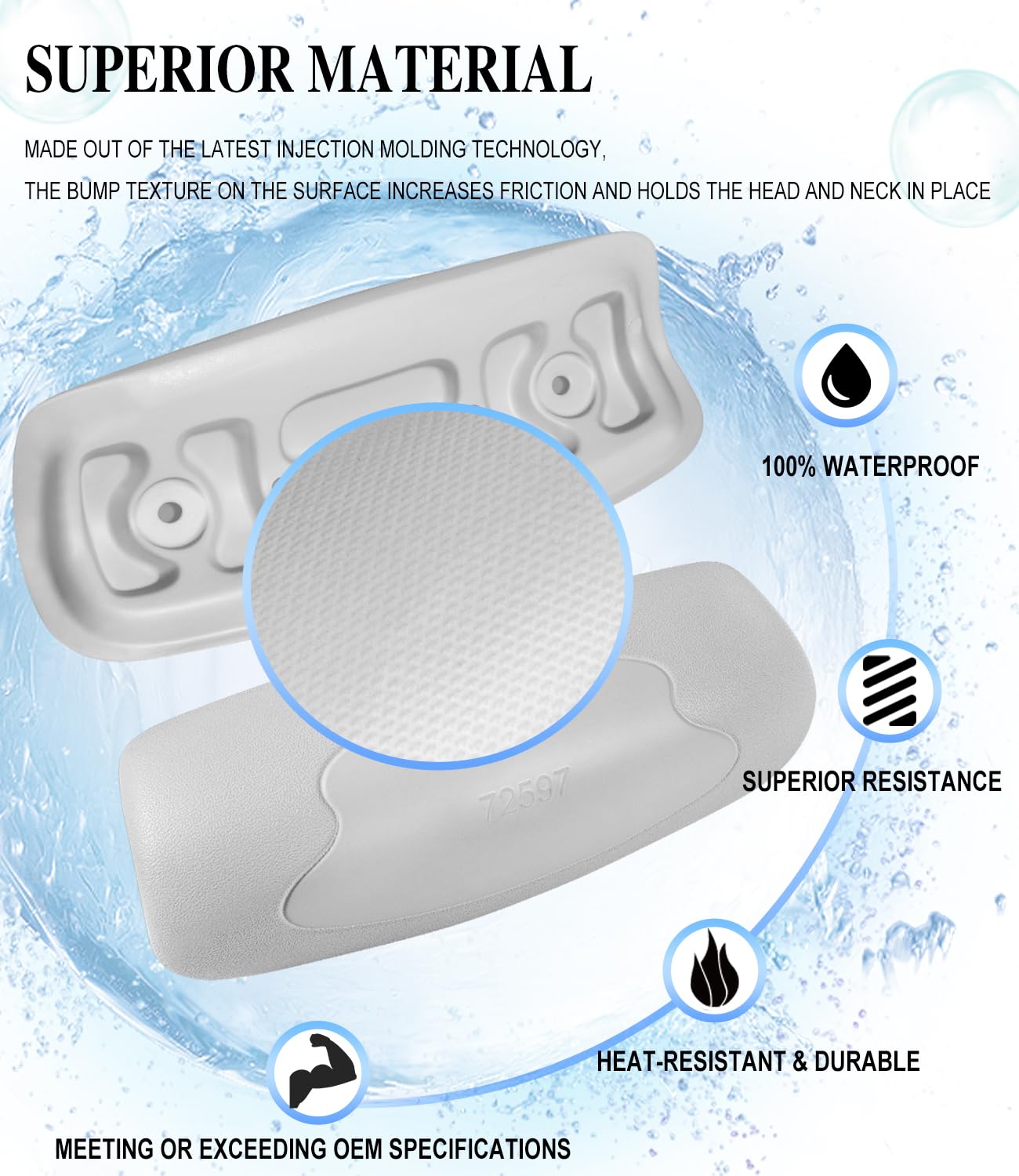 besttruck 2PCS 72597 Hot Tub Head Rest Replacement Pillow for Highlife Series Spas 1997-2007 Aria (AR) Grandee (G) Sovereign (I)