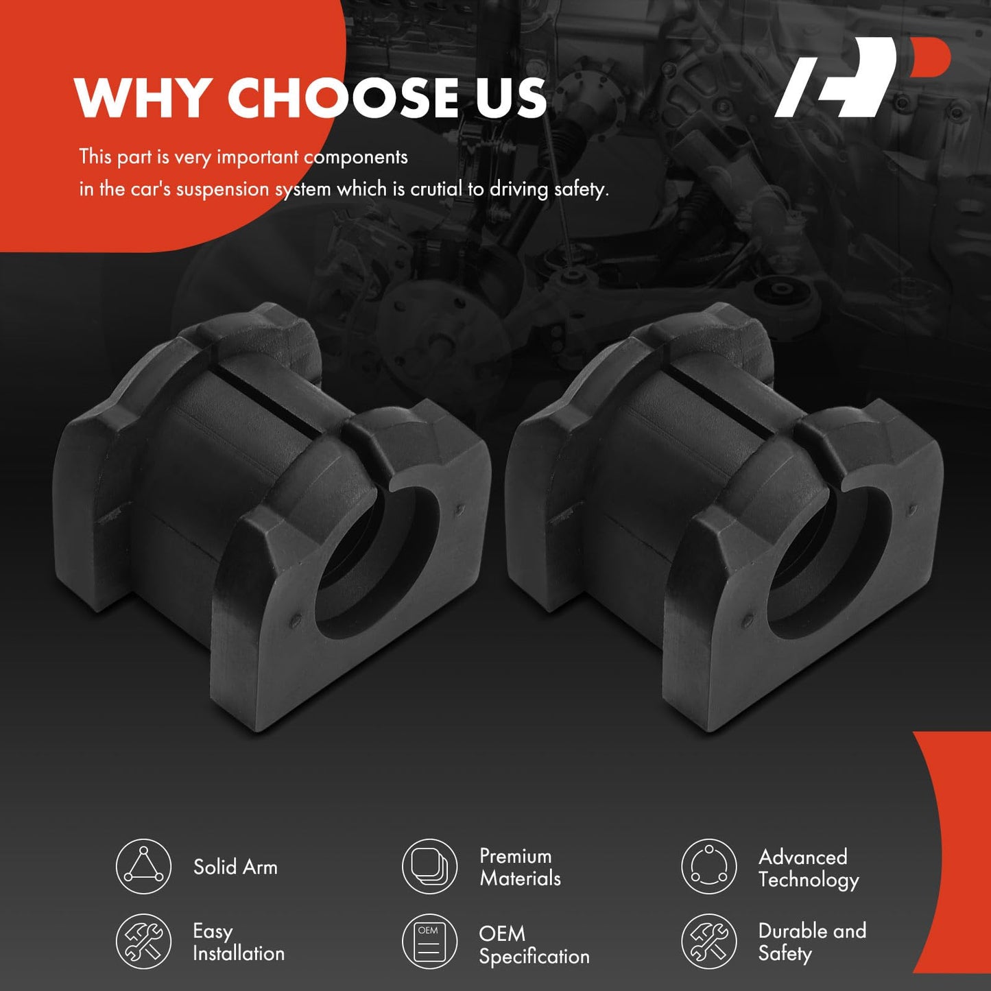 A-Premium 2 x Rear Sway Bar Bushing Kit, Compatible with Mitsubishi Outlander 05-23, Lancer 06-17, Eclipse Cross 18-20/22-23, ASX 13-15, Outlander PHEV 18, Outlander Sport & RVR 11-22/24