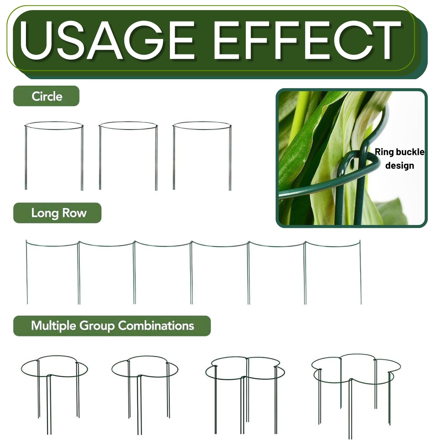 12 Pack Half Round Plant Support for Indoor Outdoor - 15.7", Durable Metal Plant Support Rings with Cuttable Plant Ties to Hold Up Plants Peony, Tomatoes, Hydrangea, Rose