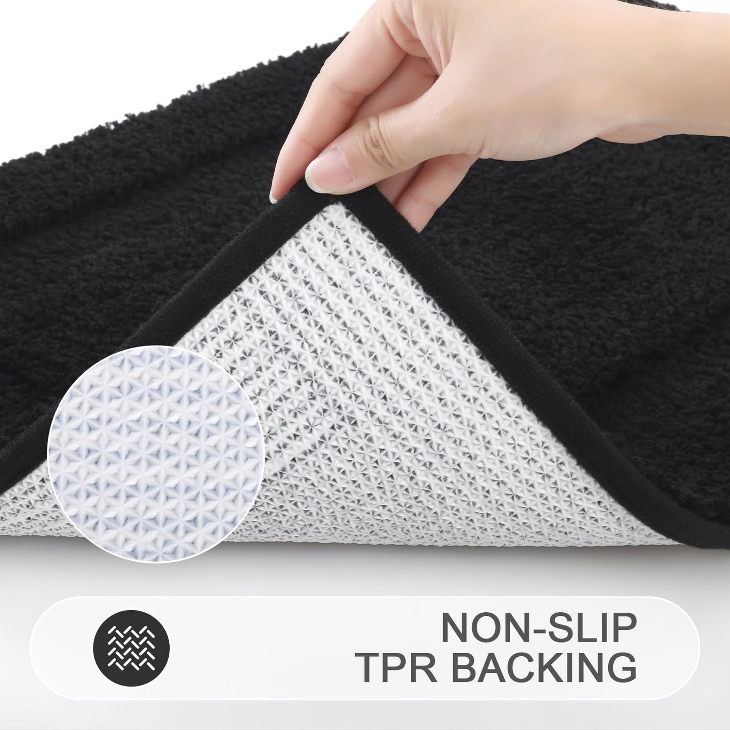 SHACOS Super Soft Bathroom Rugs 24"x60" Long Bath Mats Runner Non Slip Washable Absorbent Bath Rugs Carpets for Bathroom Floor Tub Shower Vanity Sink Home Decor Accessories, Black 2'x5'