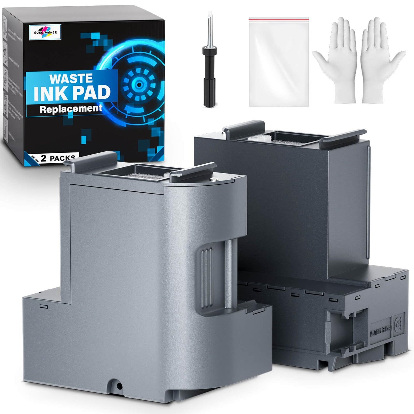 Waste Ink Pad Replacement for Epson Ecotank ET-2850 ET-2760 ET-2700 ET-2750 ET2850 ET2760 ET2700 ET2750 Printers, Compatible for Epson Ink Pad Replacement Maintenance Box (2 Packs)