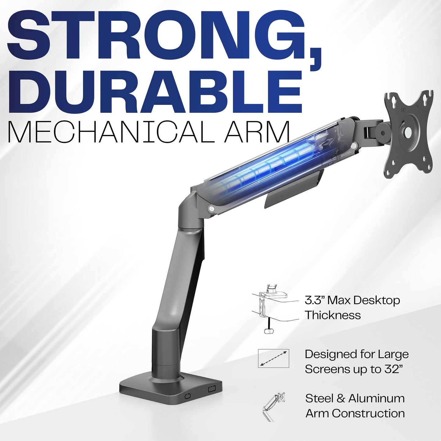 VIVO Single 17 to 32 inch Monitor Height Adjustable Counterbalance Mechanical Arm Desk Stand, Classic, Universal VESA Mount, STAND-V001O