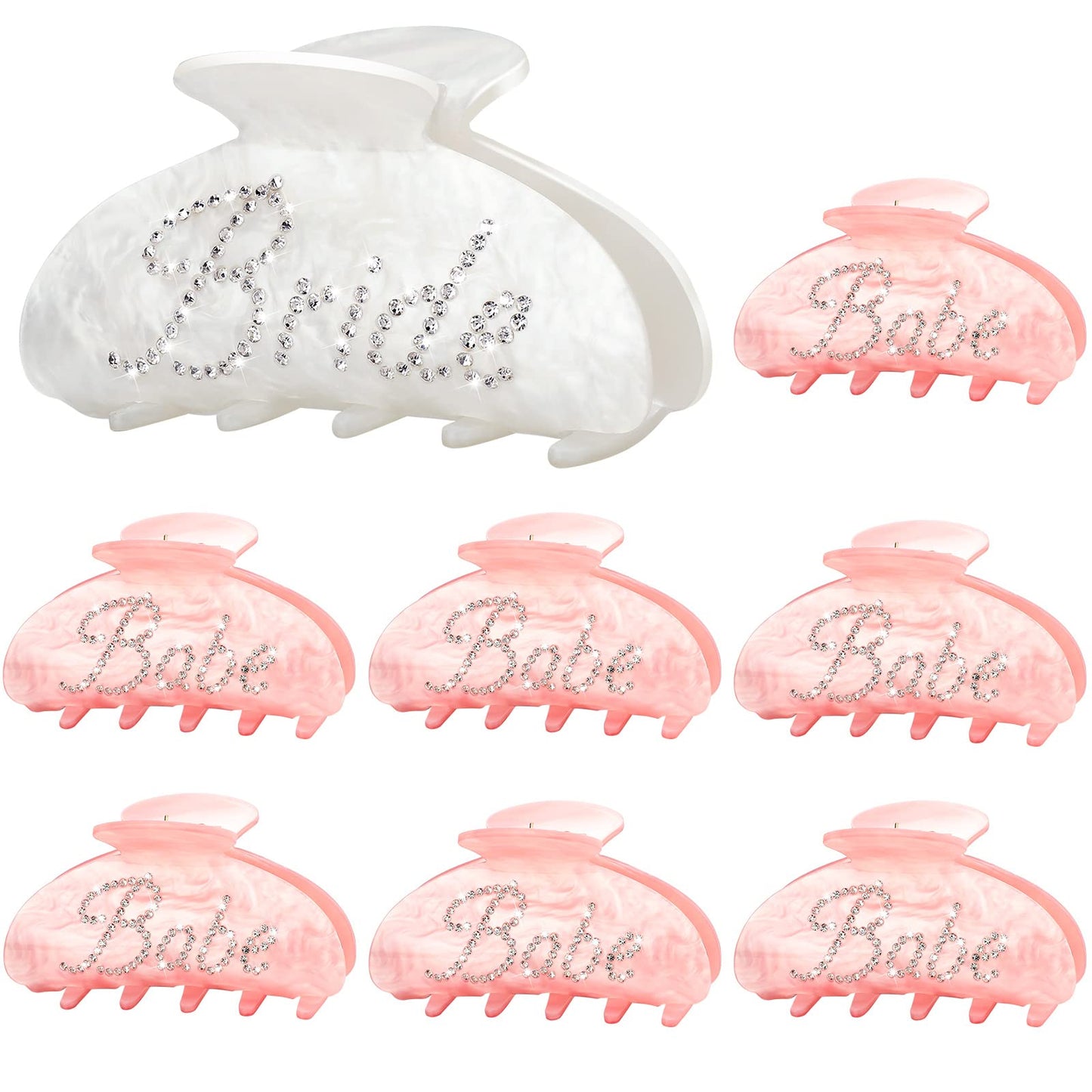 8 Pcs Rhinestone Hair Clips - Acrylic Bridal Shower and Wedding Accessories for Bride and Bridesmaids