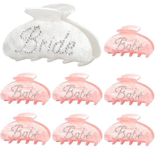 8 Pcs Rhinestone Hair Clips - Acrylic Bridal Shower and Wedding Accessories for Bride and Bridesmaids