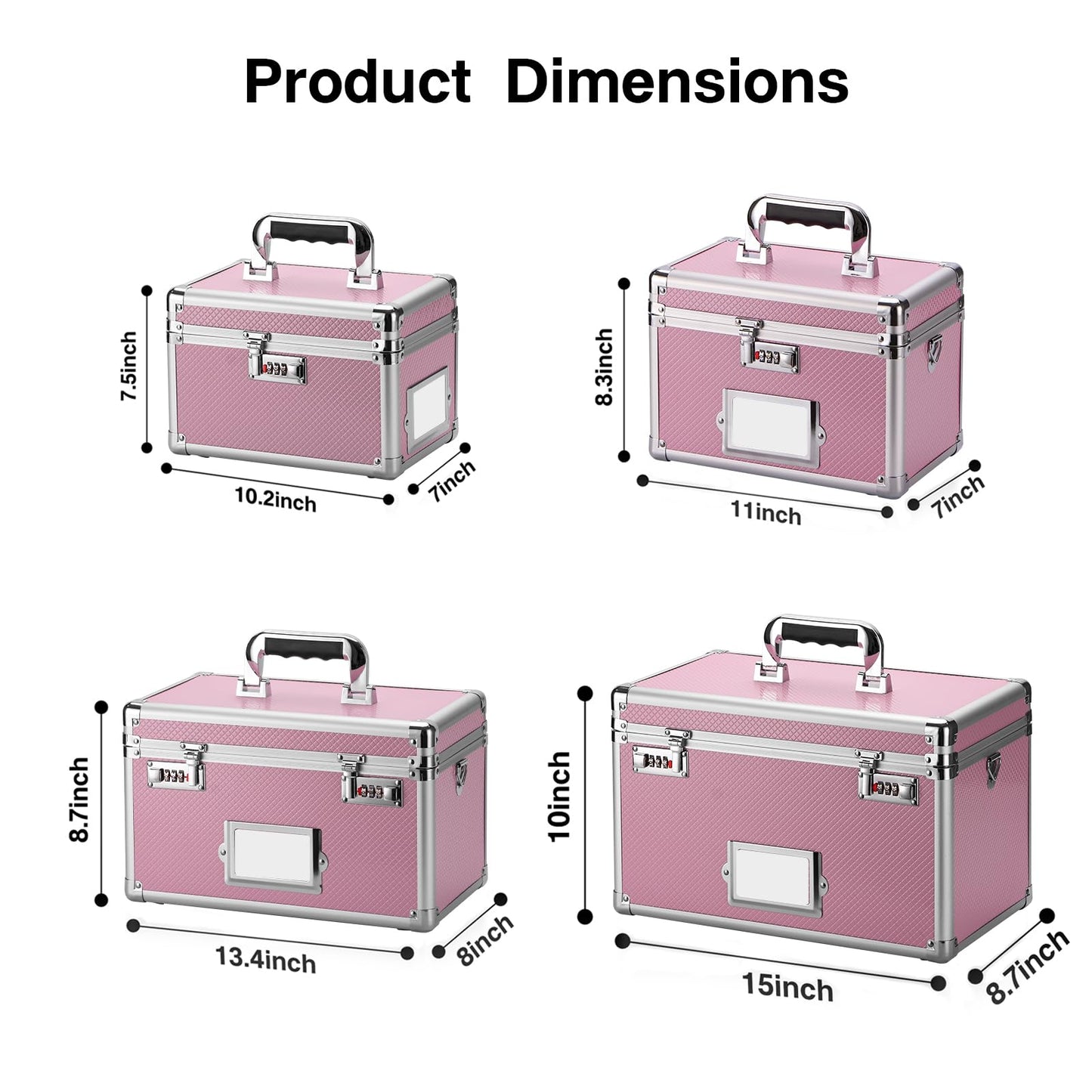 LOCKCURX Medication Lock Box, 11.2 x 7.6 x 7.12 Inch Lockable Storage Box, Portable Lockable Storage Box for Medicine, Cash & Valuables, Medicine Lock Box with Label Slot for Home, Office & Travel
