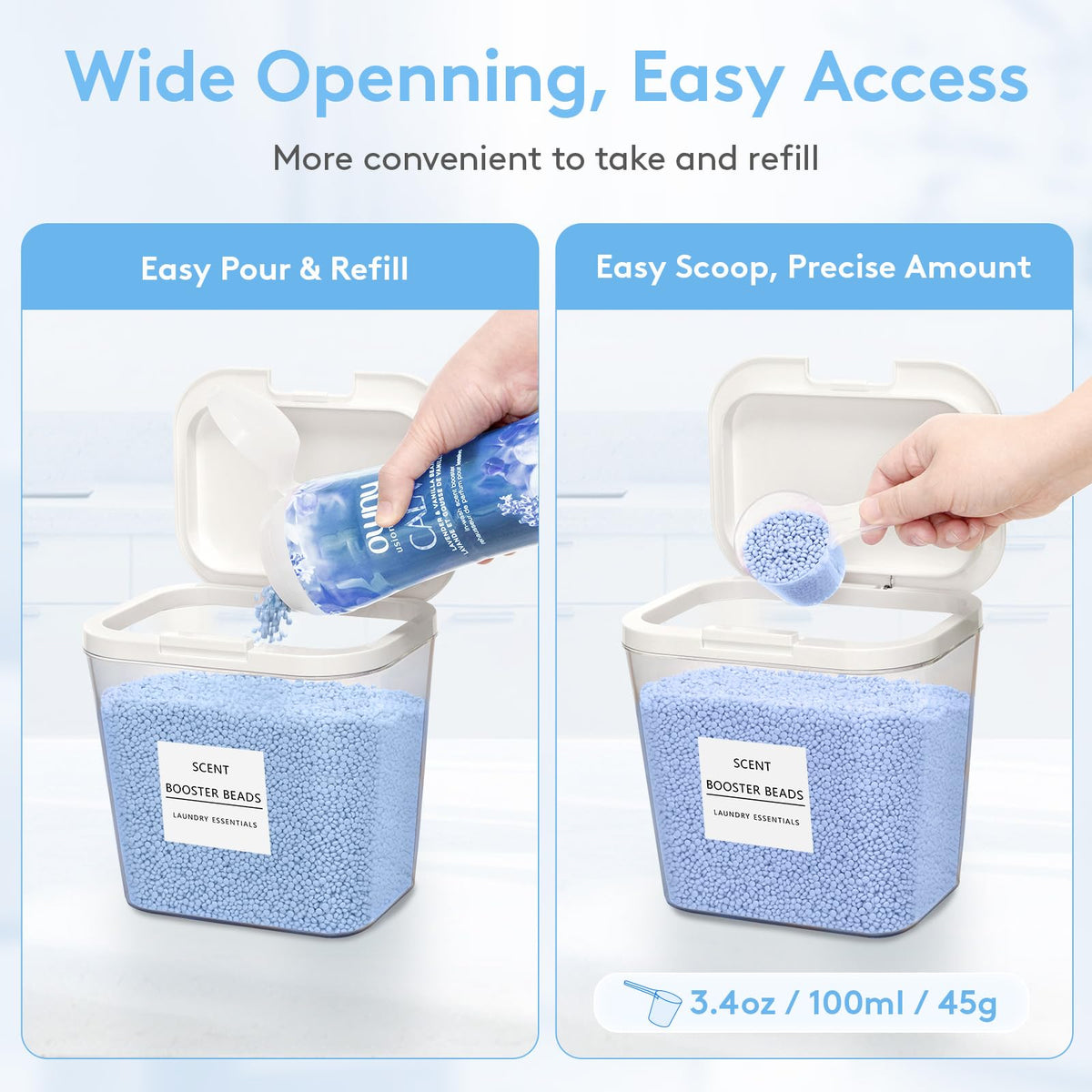 Lifewit 3 Pack Laundry Pods container & Dryer Sheet Holder Sets, Laundry Powder Container with press-to-open Lid, Laundry Room Organization and Storage for Bead, Scent Booster with Labels and Spoons