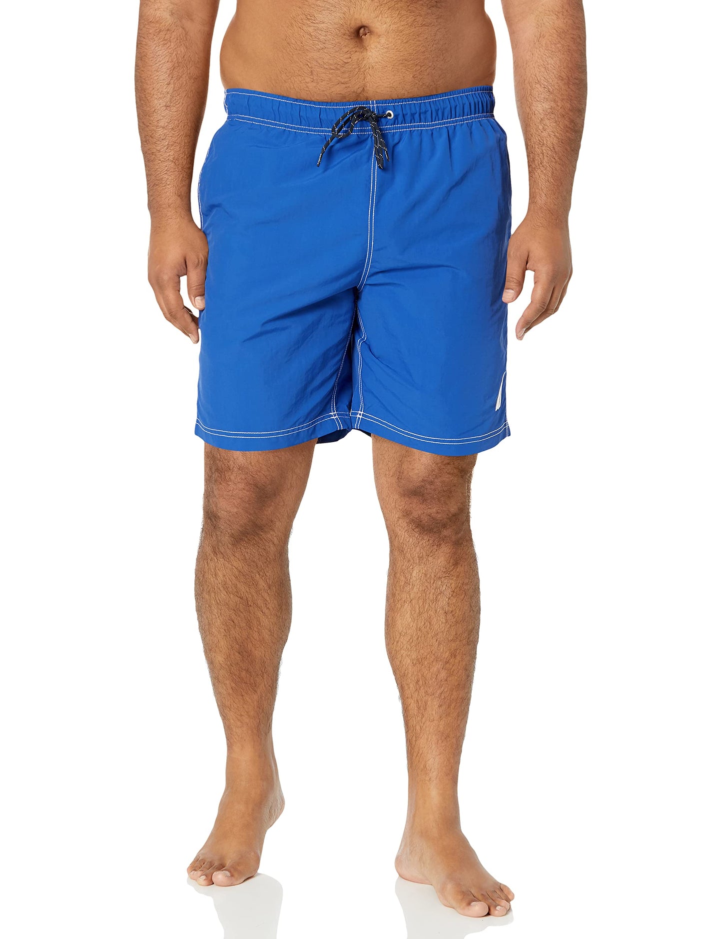 Nautica Men's Standard Solid Quick Dry Classic Logo Swim-Trunk, Bright Cobalt, Large