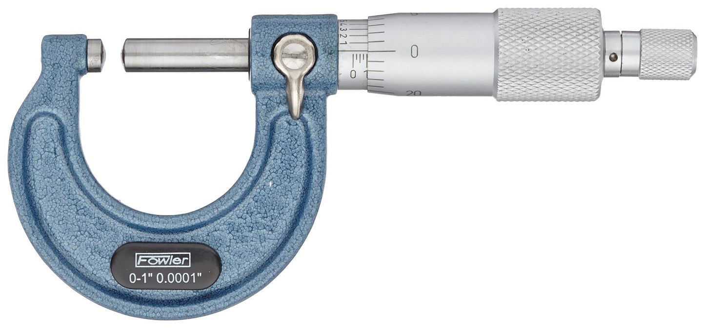Fowler 52-244-101-1 Ball Anvil and Spindle Micrometer, 0-1" Measuring Range, 0.0001" Graduation, 0.0001" Accuracy