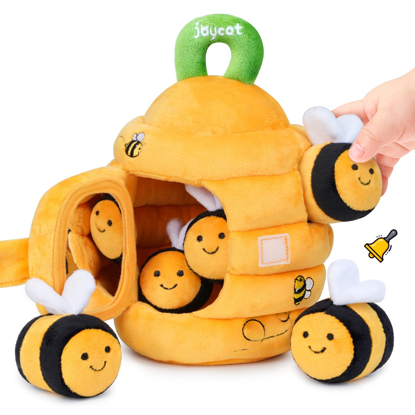 JoyCat Baby Toys 6-12 Months, Soft Baby Beehive with 5 Sensory Bees, Rattle, Crinkle Paper, Mirror, Busy Montessori Toys for Toddlers 0-3 Years Old, Sensory Toy for Babies Boy Girl Birthday Gifts