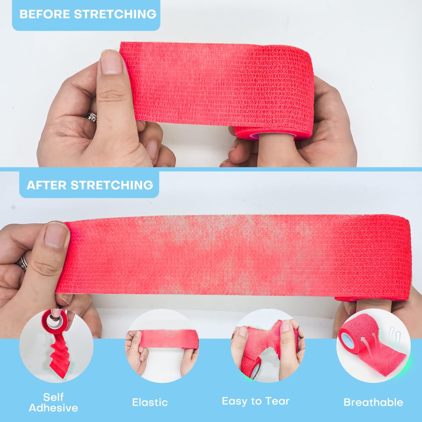 Fenhupe 48 Pack 2” x 5 Yards Self Adhesive Bandage Wrap, Elastic Breathable Cohesive Bandage Wrap Athletic Stretch Tape for Wrist Ankle Sports (Multi-Color)