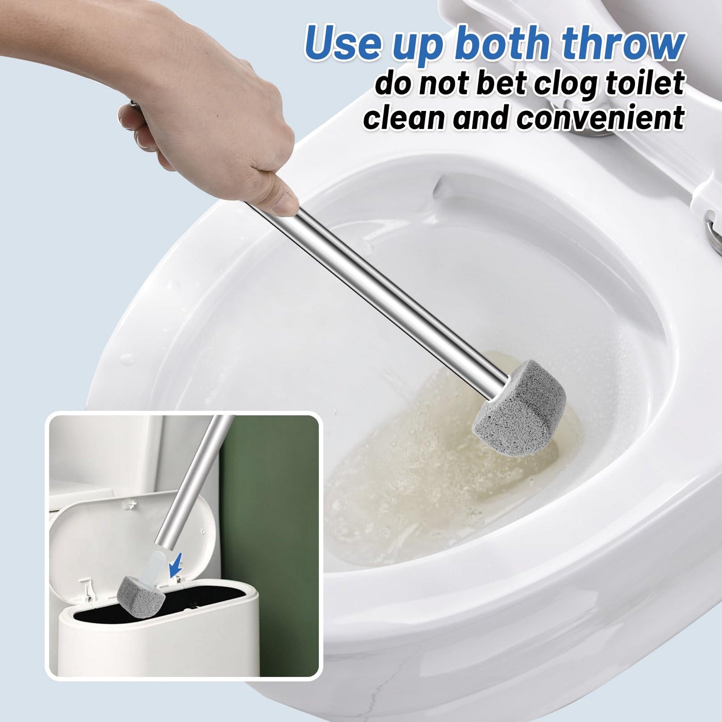 Pumice Stone for Toilet Bowl Cleaning with Extra Long Wand for Deep Clean-Removes Limescale&Hard Water Stains-Toilet Brush/Tile/Grout/Swim Pool/Grill with 1 Wand+8 Pumice Stones