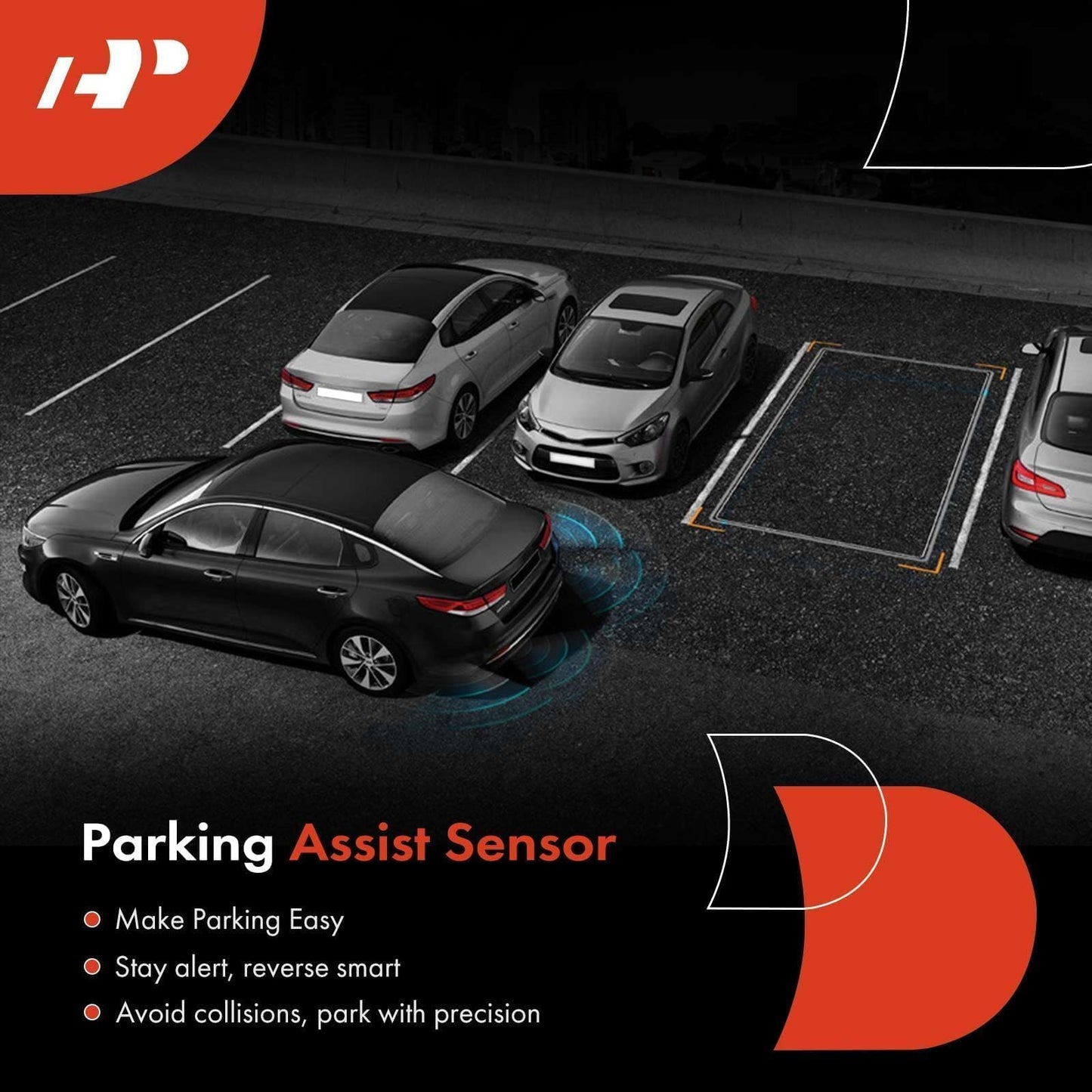 A-Premium (4-PC) Rear Reverse Backup Parking Assist Sensor Compatible with Select Ford and Lincoln Models - F-150 F150 2009-2014, Mark LT 2010-2014, Replace# 9L3Z-15K859-D