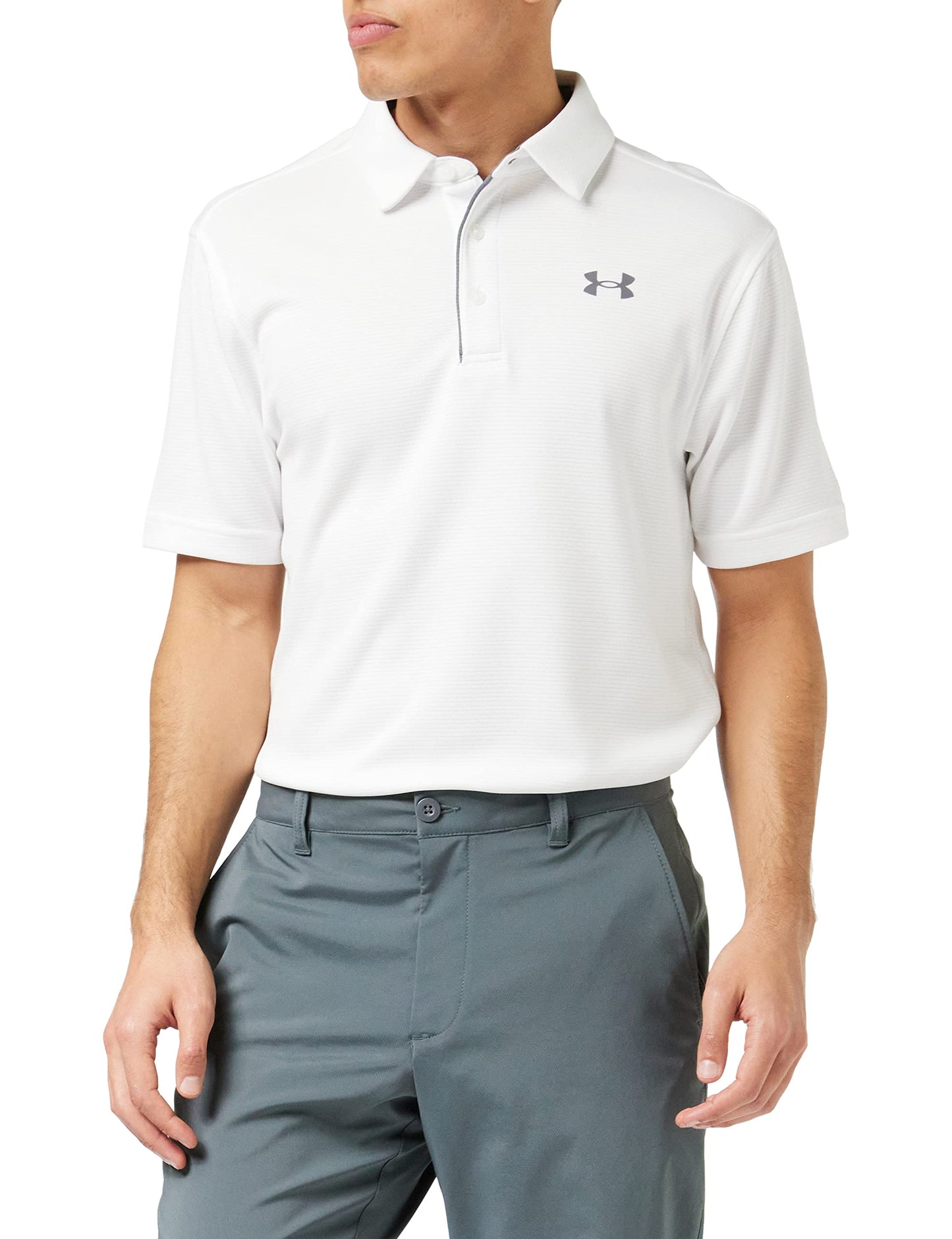 UNDER ARMOUR mens Tech Golf Polo ,Graphite (040)/Black,Small Tall