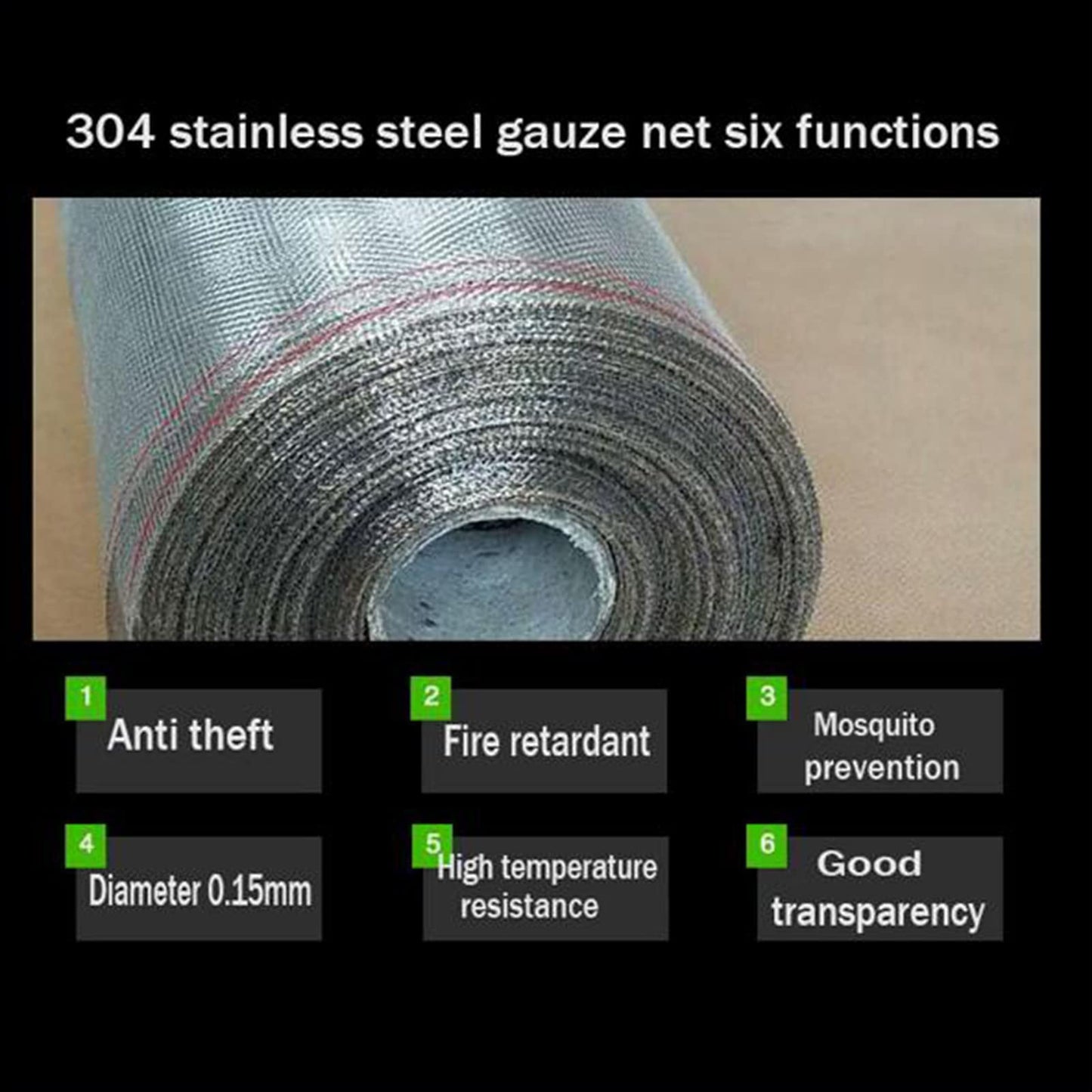 304 Stainless Steel Woven Wire Mesh, Wire Mesh Window Screen Mesh, Prevent Mouse Mice Snakes Hornets Rodents Entering,Easy to Cut and Install,120X300CM47X118INCH