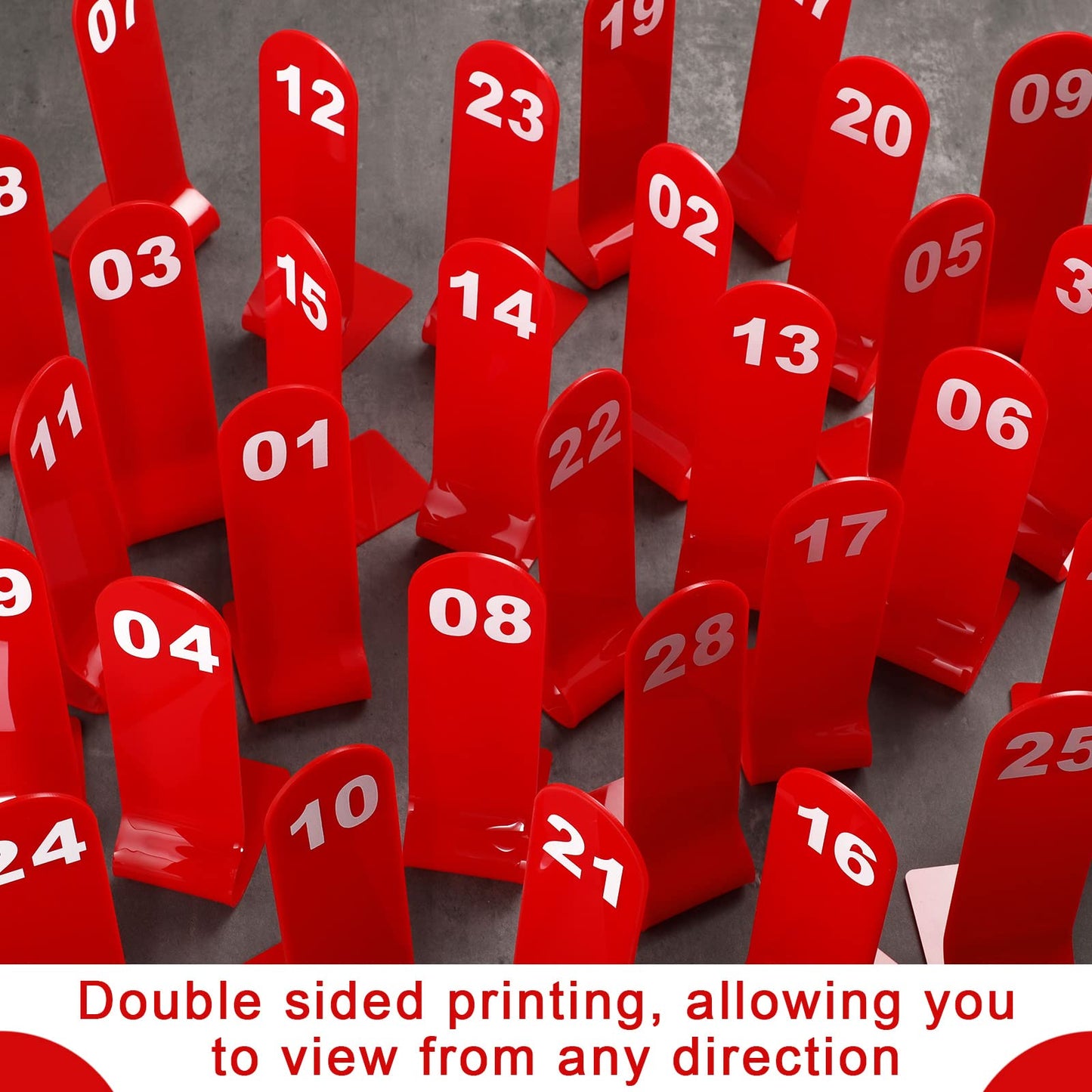 Tuanse 1-30 Table Order Numbers Restaurant Double Sided Acrylic Reception Number Stands Signs for Wedding Restaurant Seating Cafes Party Banquet(Red)