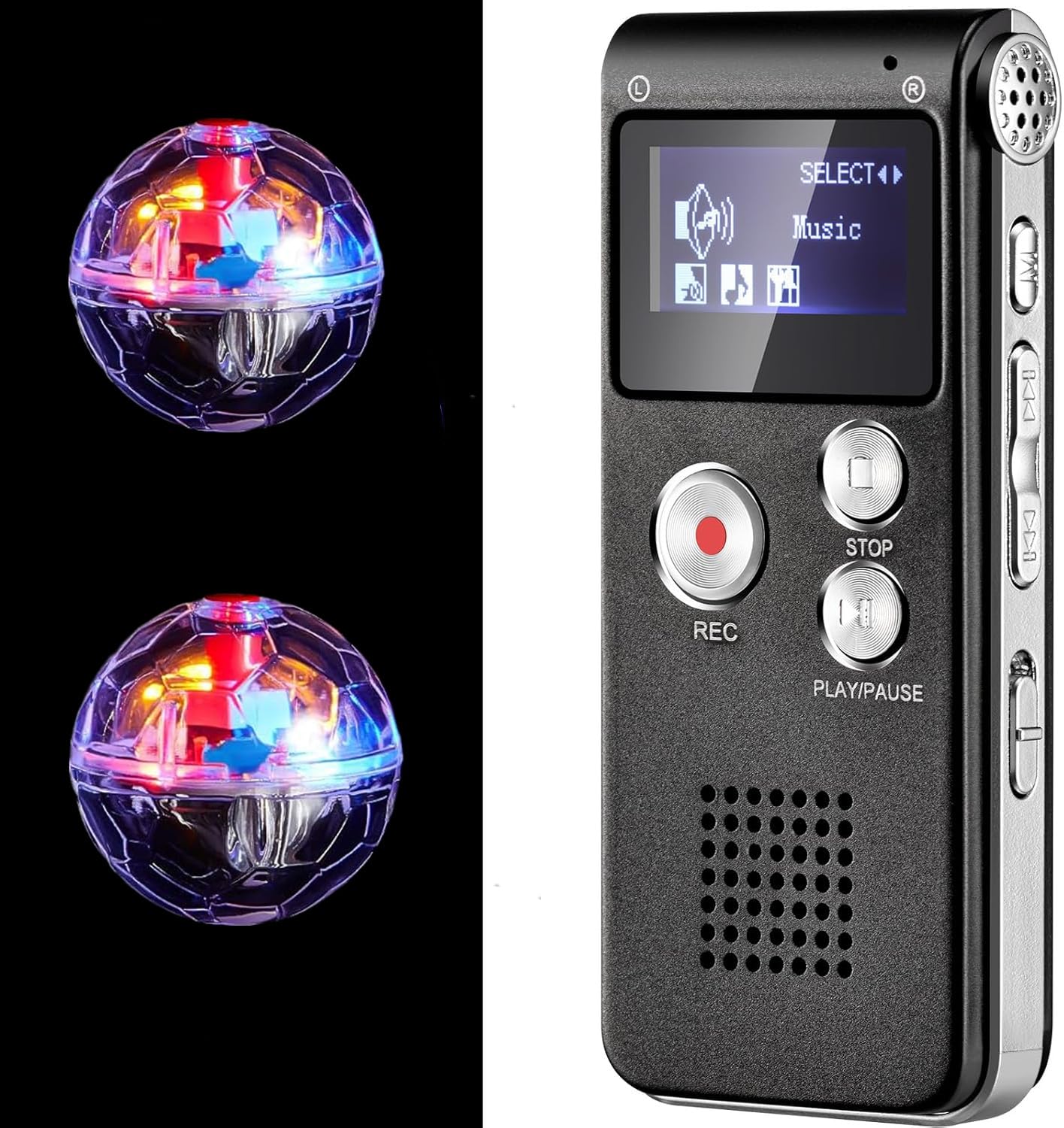 Ghost Hunting Recorder Digital Voice Recorder 16GB Digital Voice Activated Recorder Sound Audio Recorder Dictaphone 2 LED Cat Balls Motion Activated Cat Ball Toy Voice Activated Recorder
