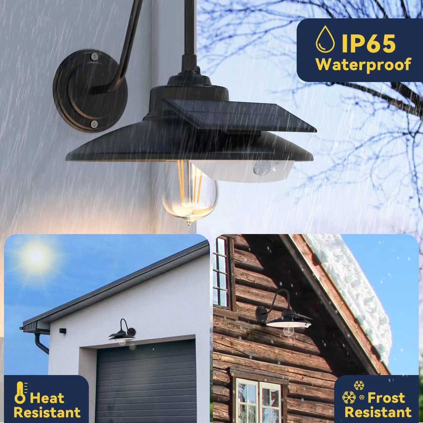 ZKLiLi Solar Light with 3 Lighting Modes Solar Barn Lights Outdoor Waterproof, Motion Sensor Solar Porch Lights, Retro Outdoor Solar Light with Bulb for Barn Porch Farmhous Shed Outdoor (2pack)…