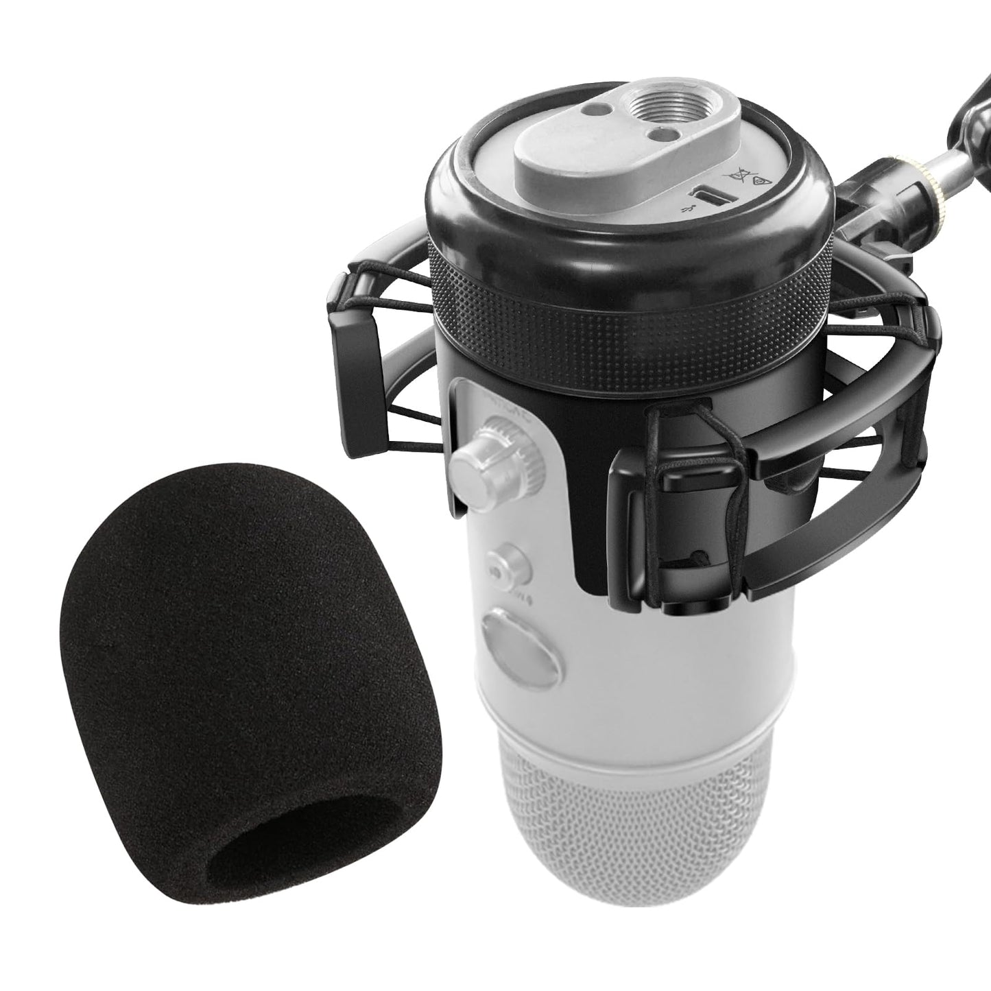 [Newest &Ultra-Durable] Microphone Shock Mount with Pop Filter [Custom Built for Blue yeti Mic] Anti-Vibration Suspension Shock Mount Holder Clip Compatible with Blue Yeti Microphones