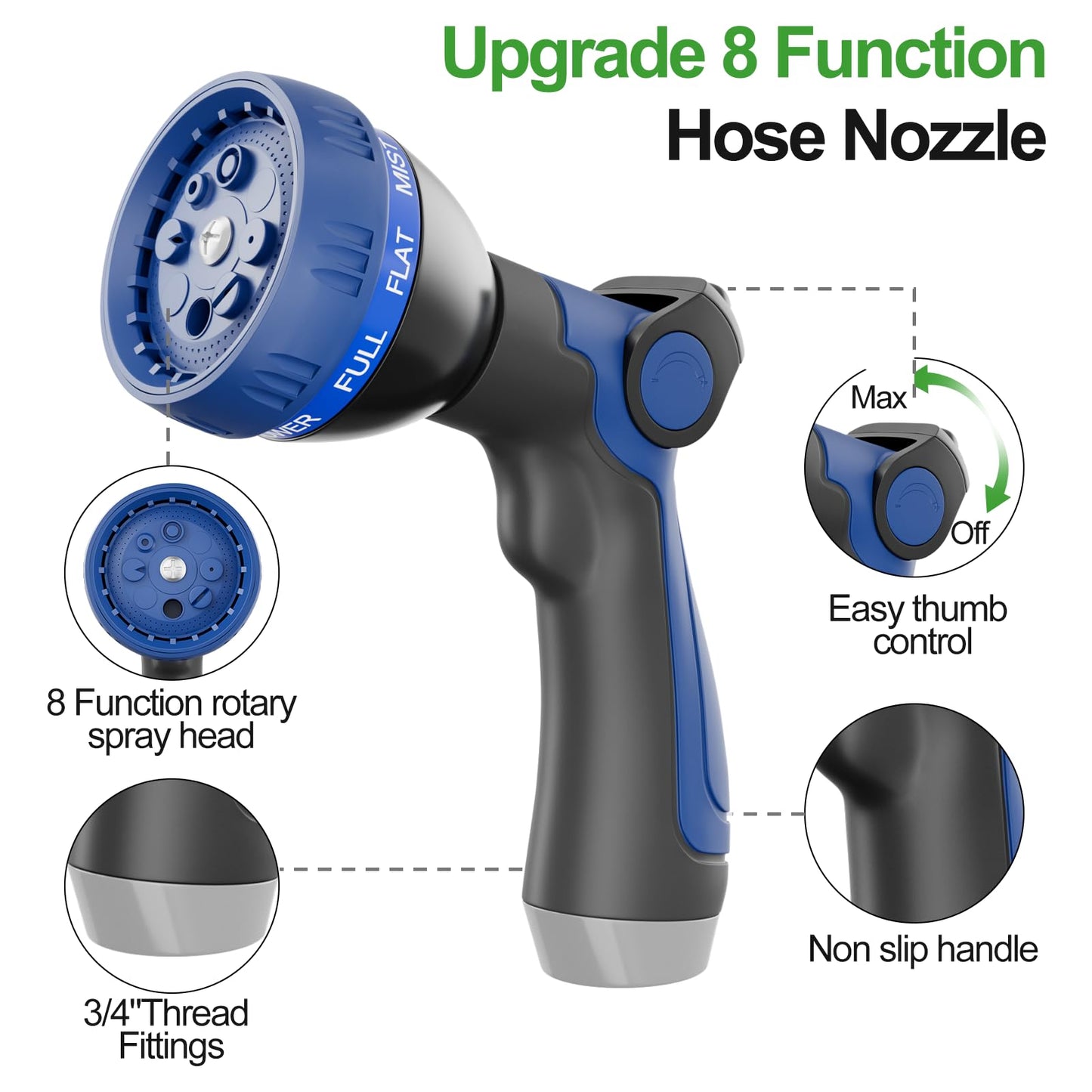 SPECILITE Heavy Duty 304 Stainless Steel Garden Hose 75ft, Outdoor Metal Water Hoses with Nozzle & 10 Pattern Spray Nozzle for Never Kink & Tangle, Puncture Resistant, Flexible, Portable