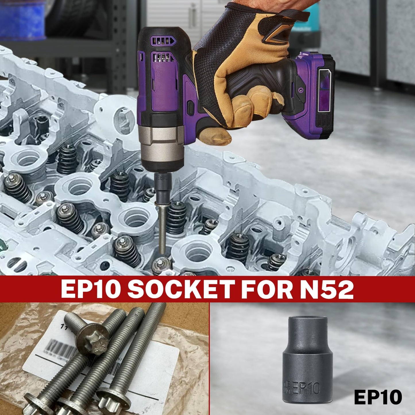 BILITOOLS External Torx Plus Socket Set, 6 Point EP4-EP8, EP10-12, EP14, EP16, EP18, EP20, EP22, EP24, EP26, EP28, EP30, EP32 with 1/2'' 3/8'' 1/4'' Dr, 19PCS External Star Socket for Cars