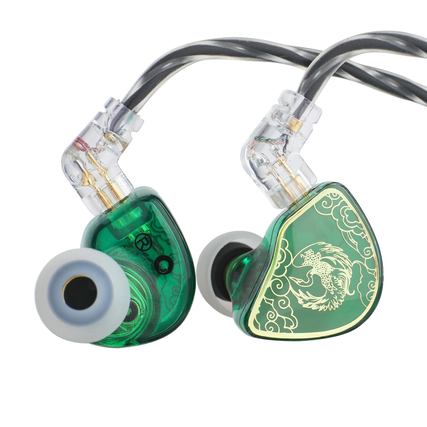 Linsoul TANGZU Wan’er S.G HiFi 10mm Dynamic Driver PET Diaphragm in-Ear Earphone with Ergonomic Shape, Detachable Recessed 2Pin OFC Braided Cable for Audiophile Musician DJ Stage (Green, with Mic)
