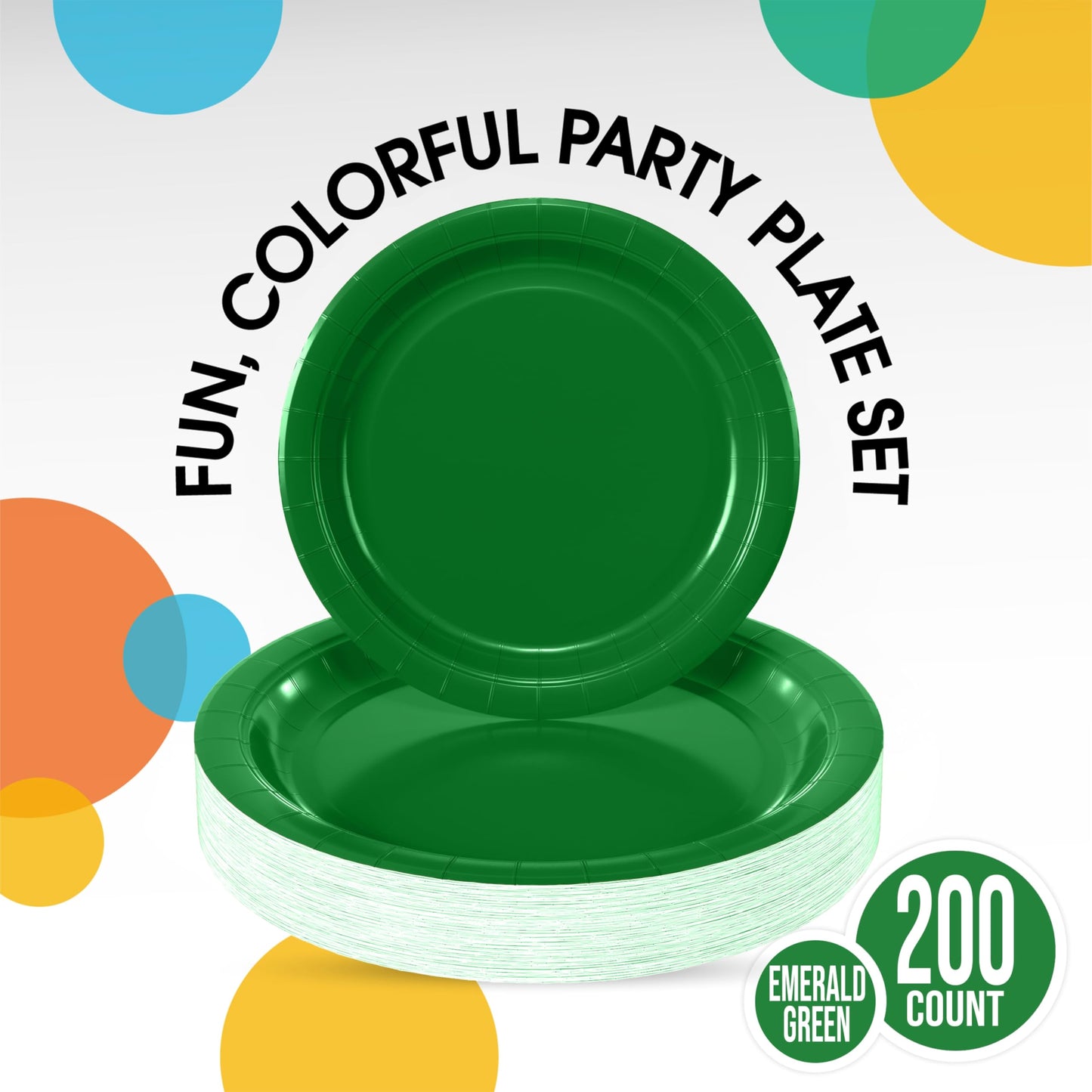 Exquisite Emerald Green Paper Plates 200 Pack - 7" Emerald Paper Plates & 9" Emerald Paper Plates - Disposable Plates, Bulk Paper Plates